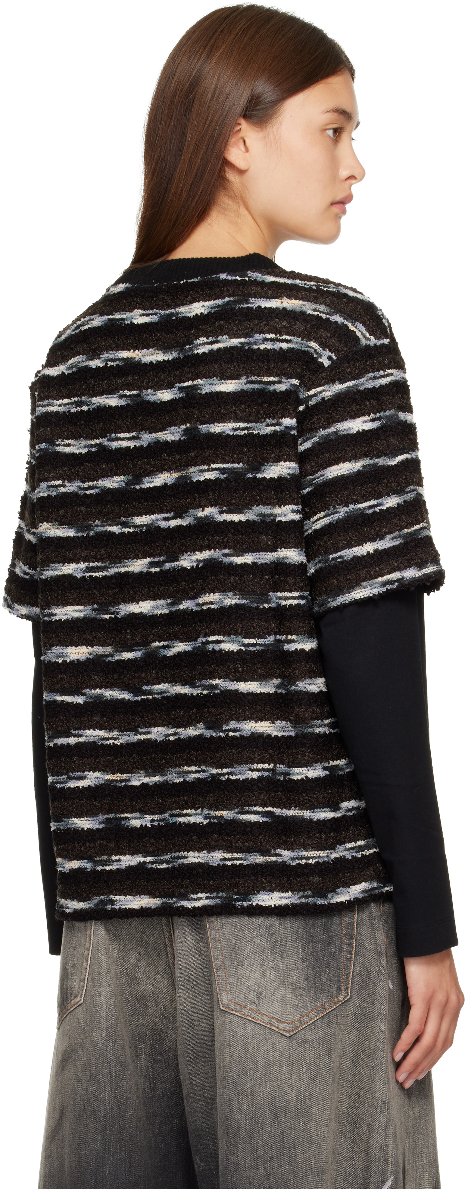 Andersson Bell Black Stripe Layered Sweater In Black