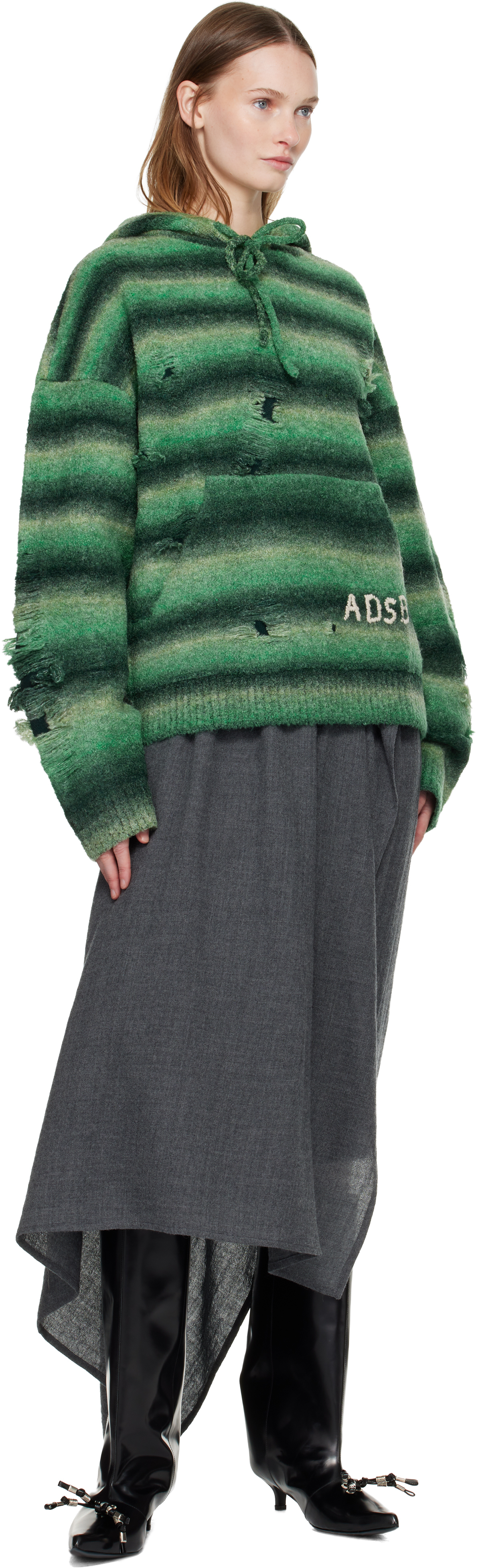 Andersson Bell Green Gradient Distressed Hoodie In Green