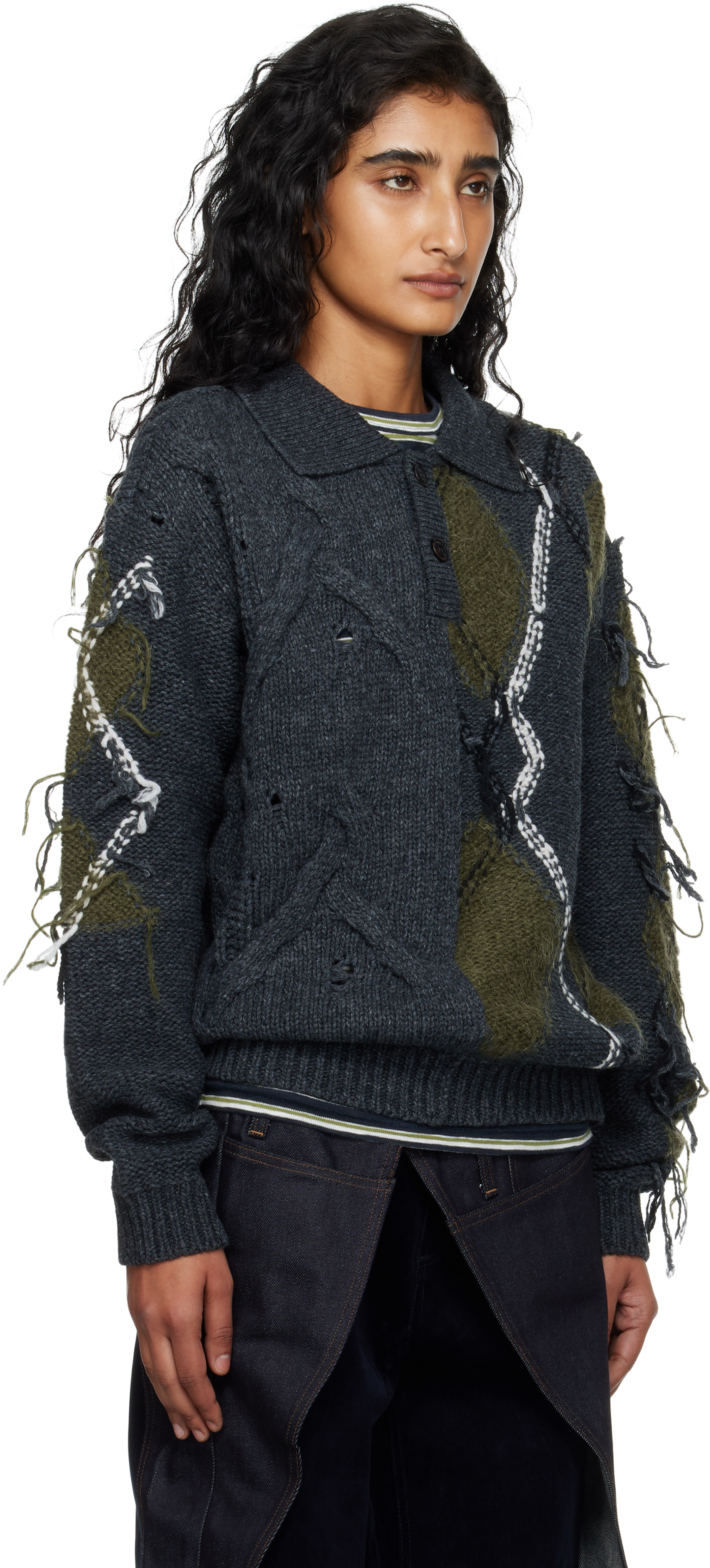 Andersson Bell Gray & Khaki Argyle Fisherman Polo