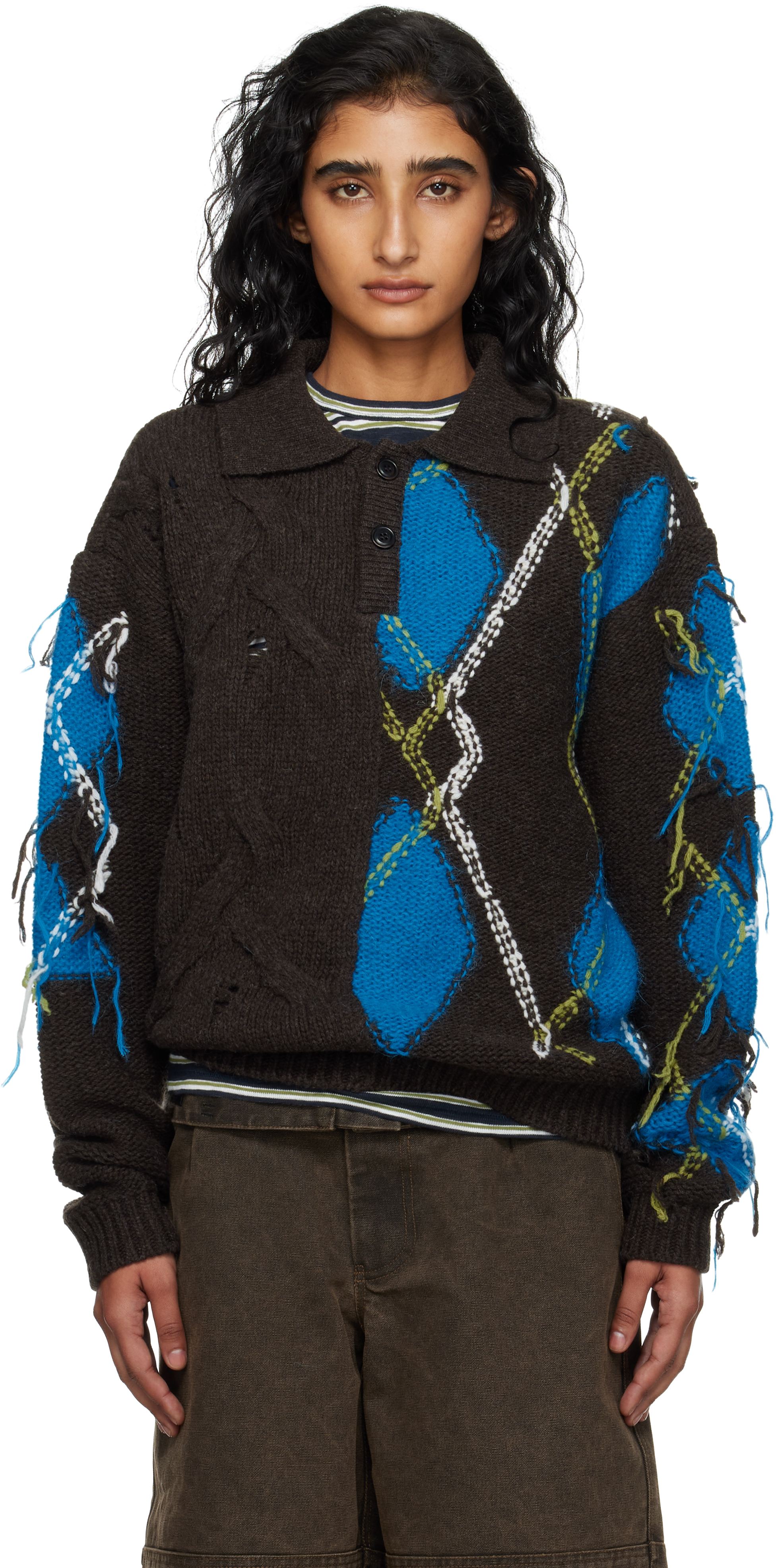 Andersson Bell Argyle Fisherman Sweater In Black
