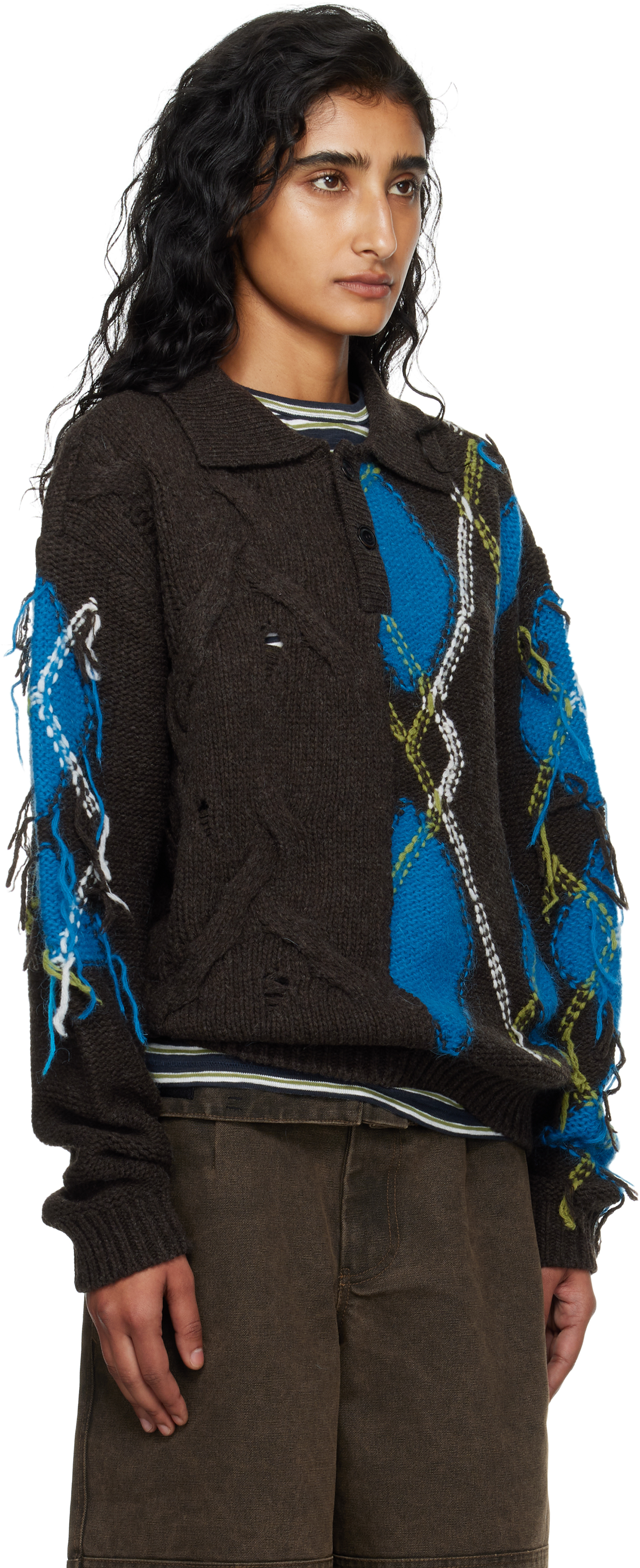 Andersson Bell Argyle Fisherman Sweater In Black