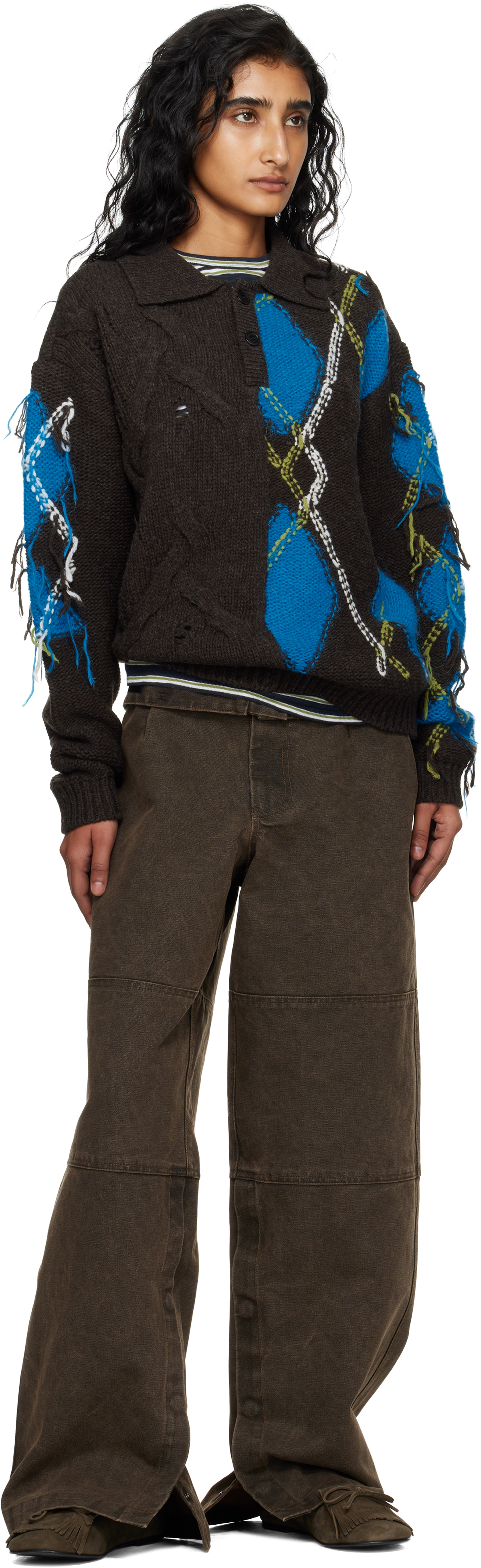 Andersson Bell Argyle Fisherman Sweater In Black