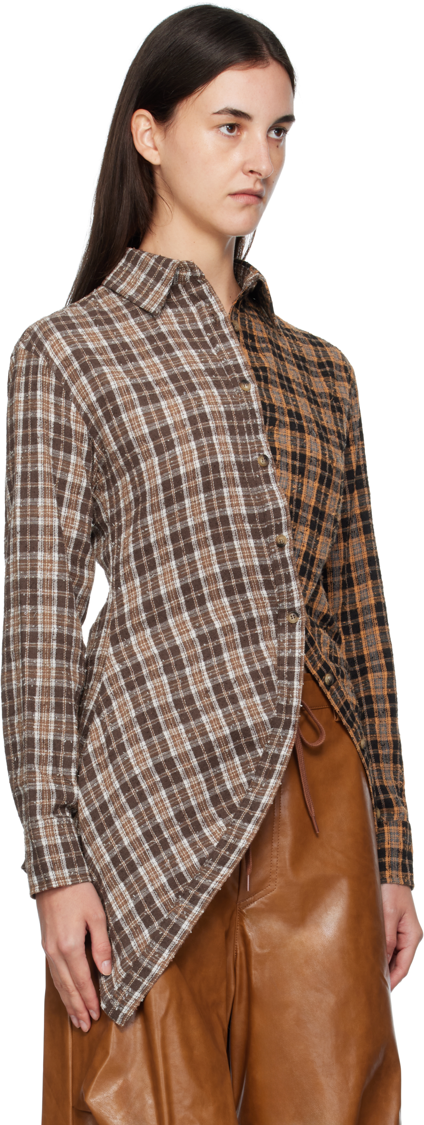 Andersson Bell Brown Twist Check Shirt In Multi