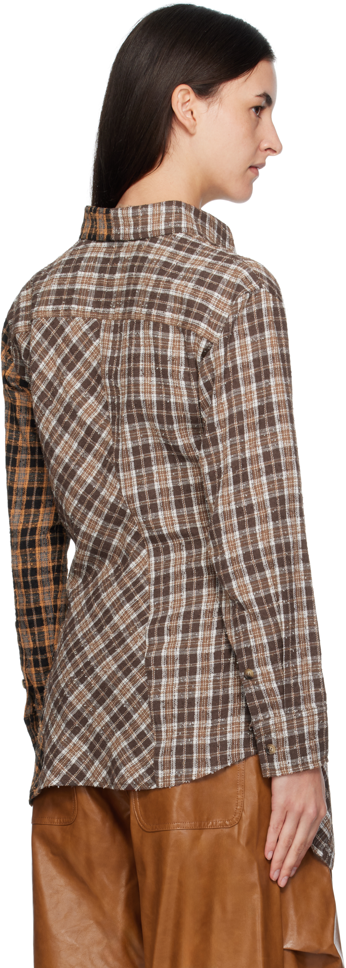 Andersson Bell Brown Twist Check Shirt In Multi
