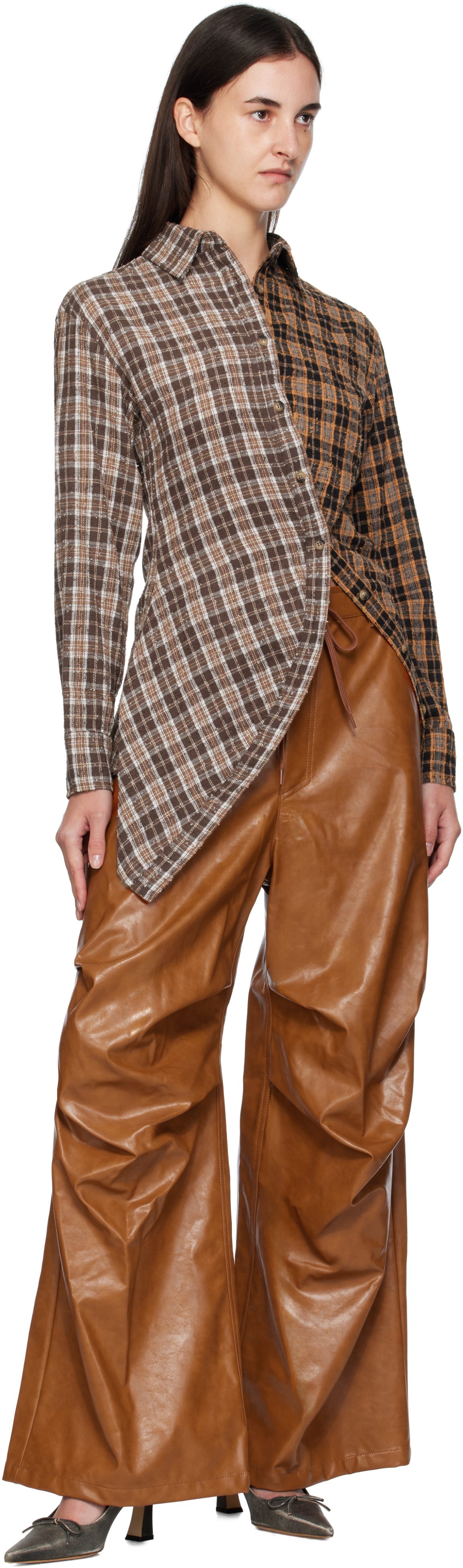 Andersson Bell Brown Twist Check Shirt In Multi