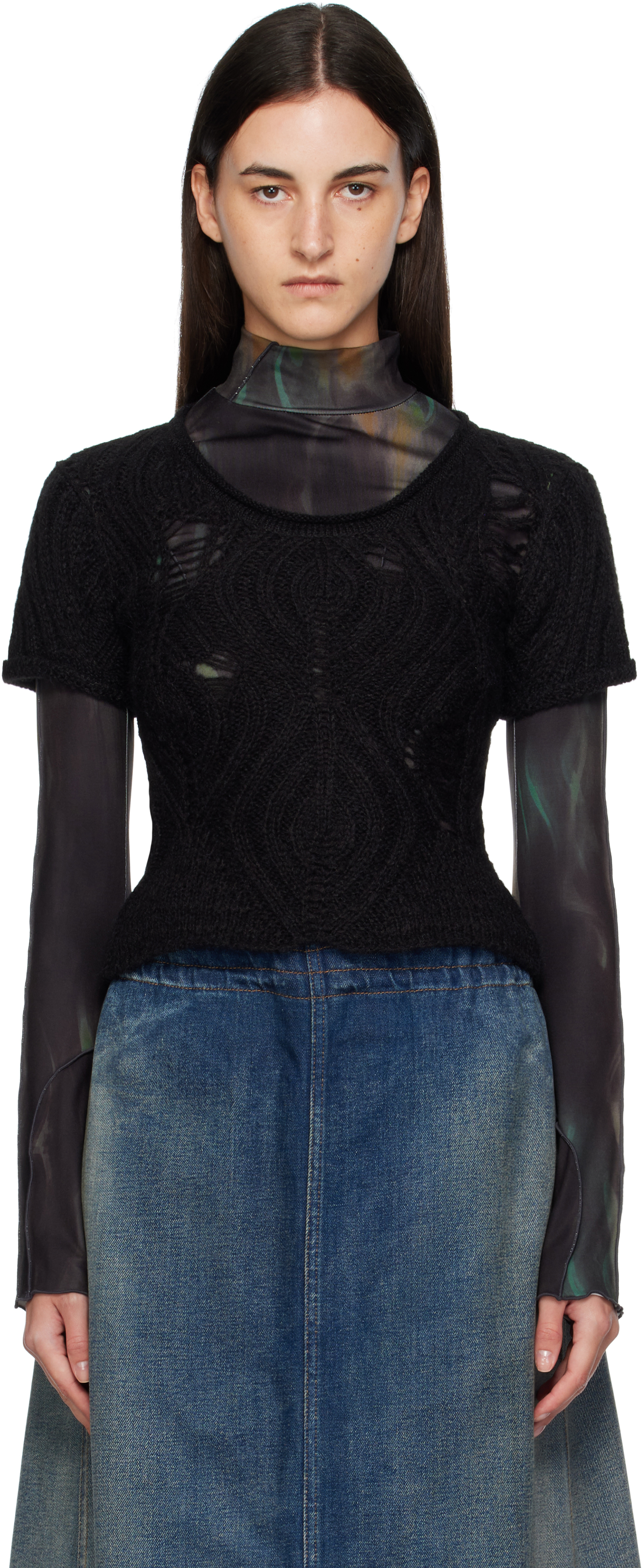 Andersson Bell Cap Sleeve Sweater Layered Tee In Black