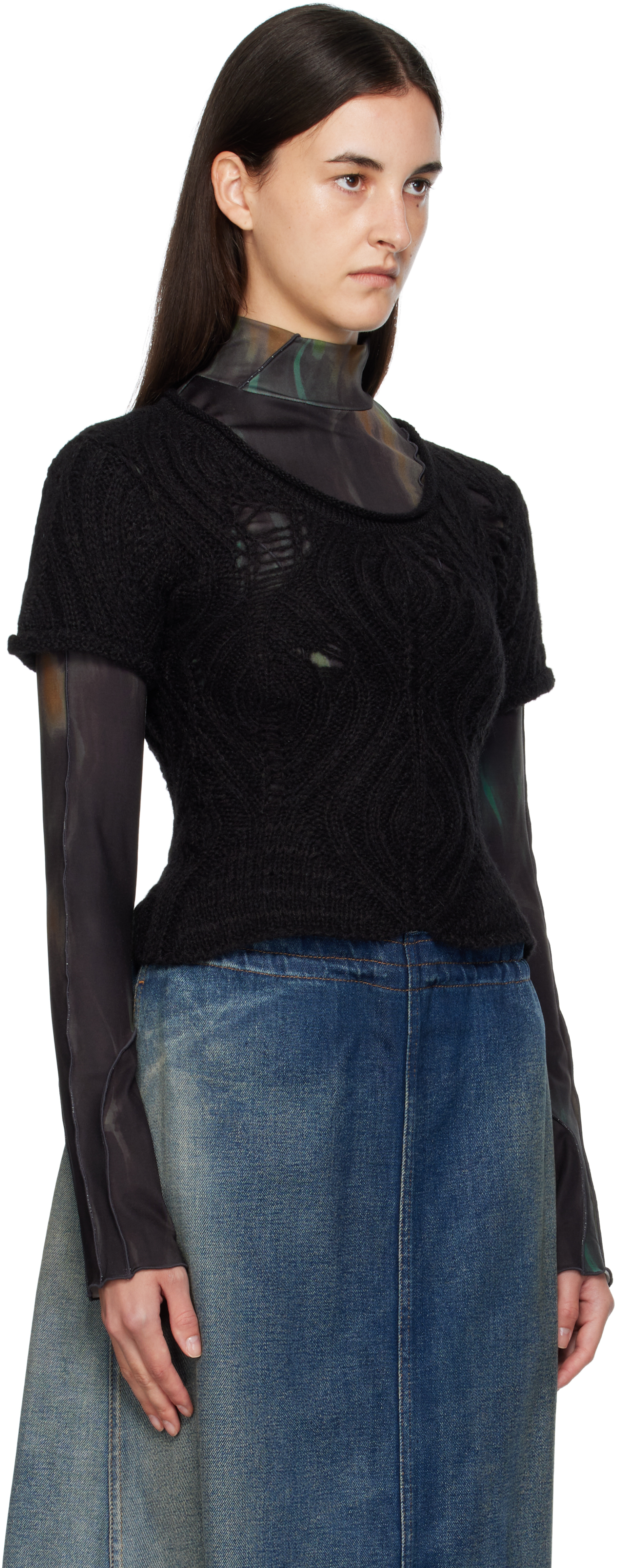 Andersson Bell Cap Sleeve Sweater Layered Tee In Black
