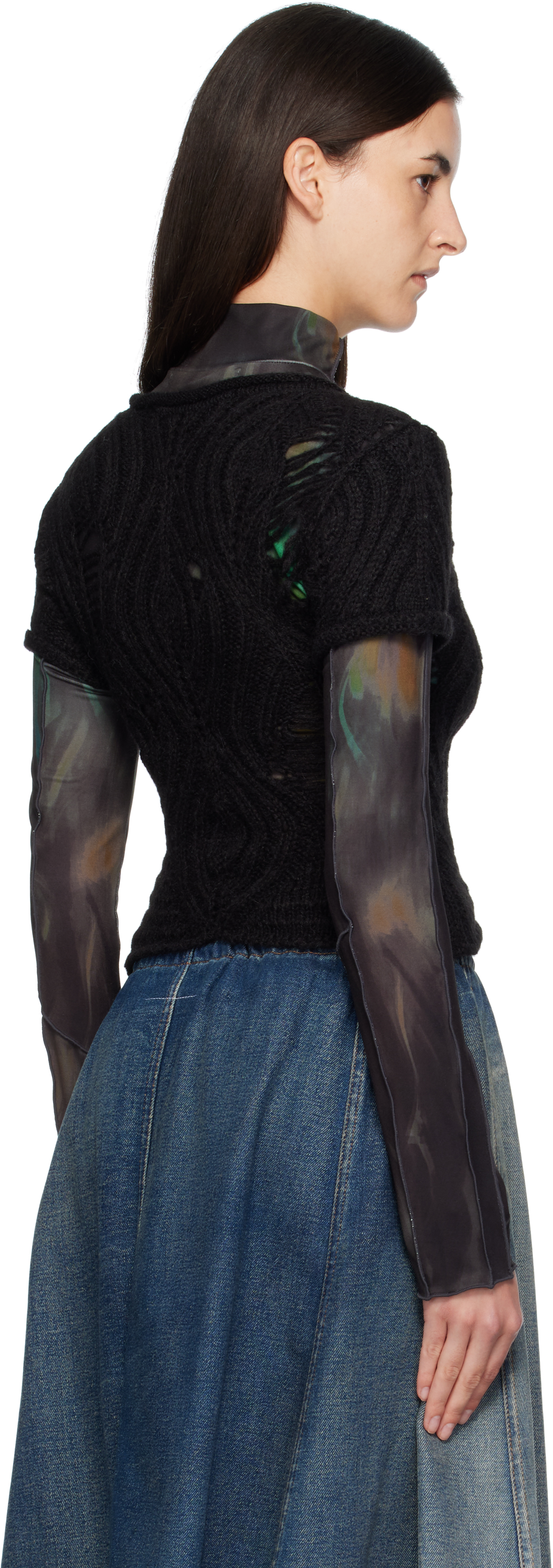 Andersson Bell Cap Sleeve Sweater Layered Tee In Black