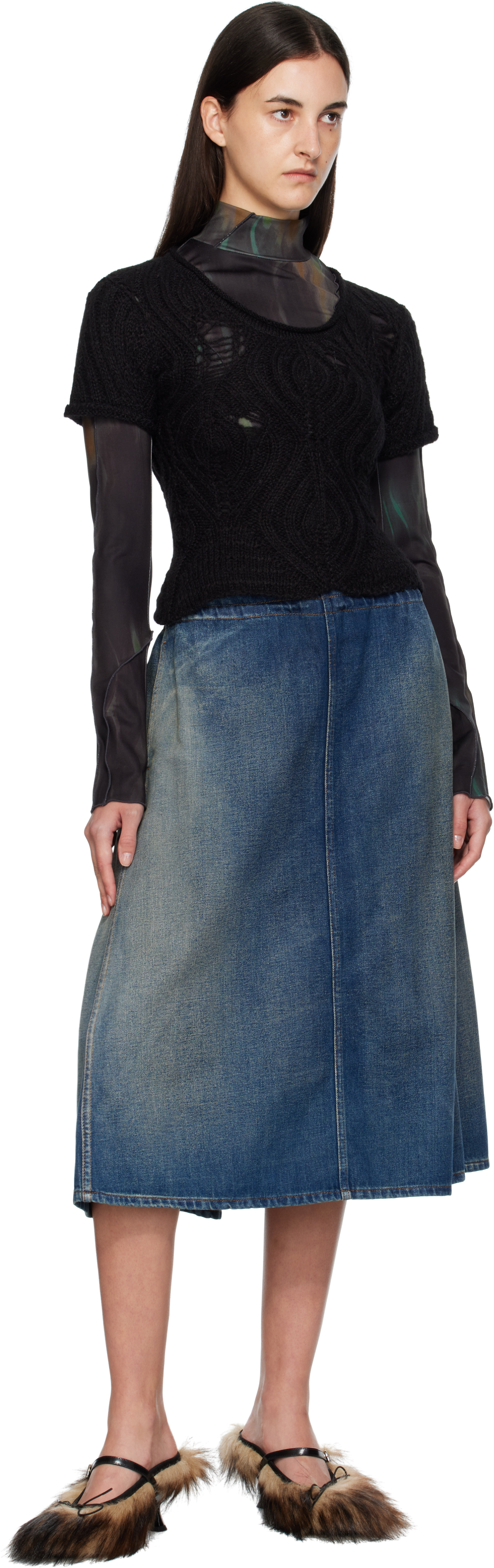 Andersson Bell Cap Sleeve Sweater Layered Tee In Black