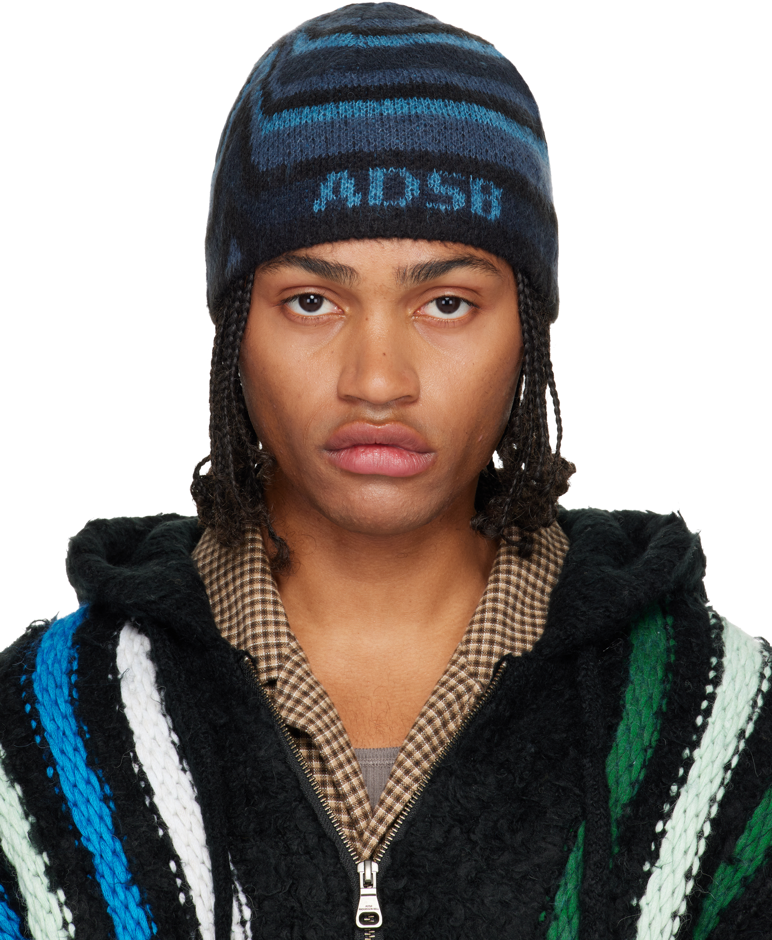 Andersson Bell Navy Paint Beanie In Blue