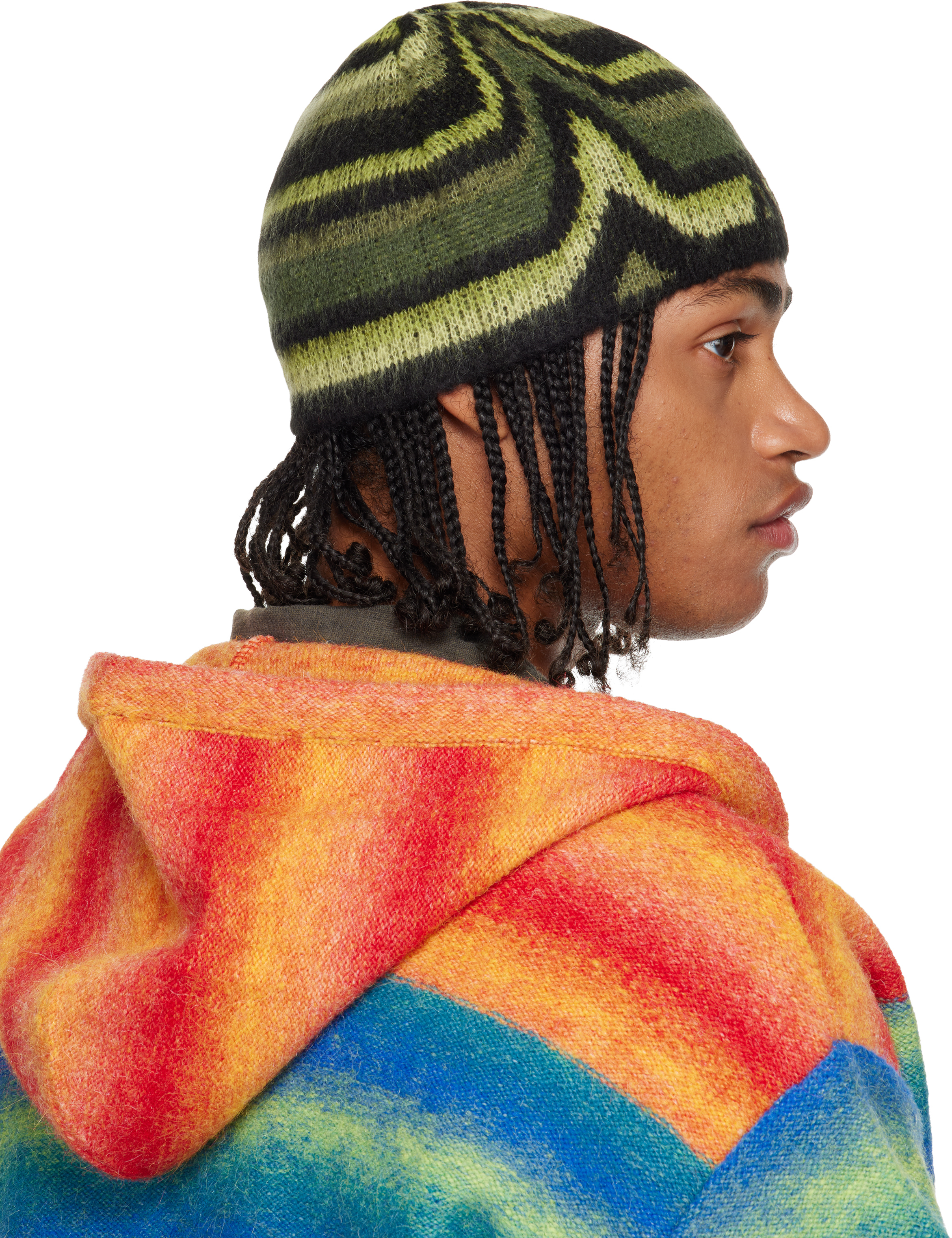 Andersson Bell Khaki Paint Beanie In Green