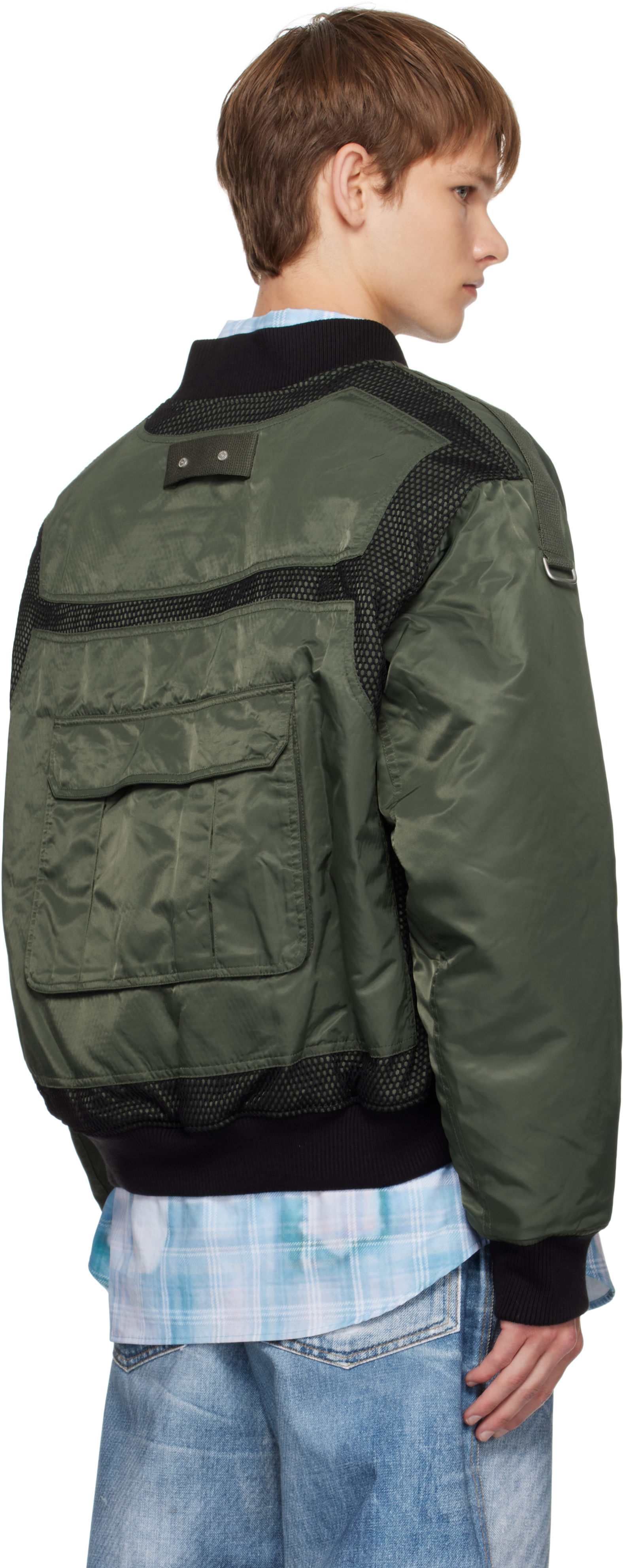 Andersson Bell Khaki Flight Layered Washed Bomber Jacket In Multi