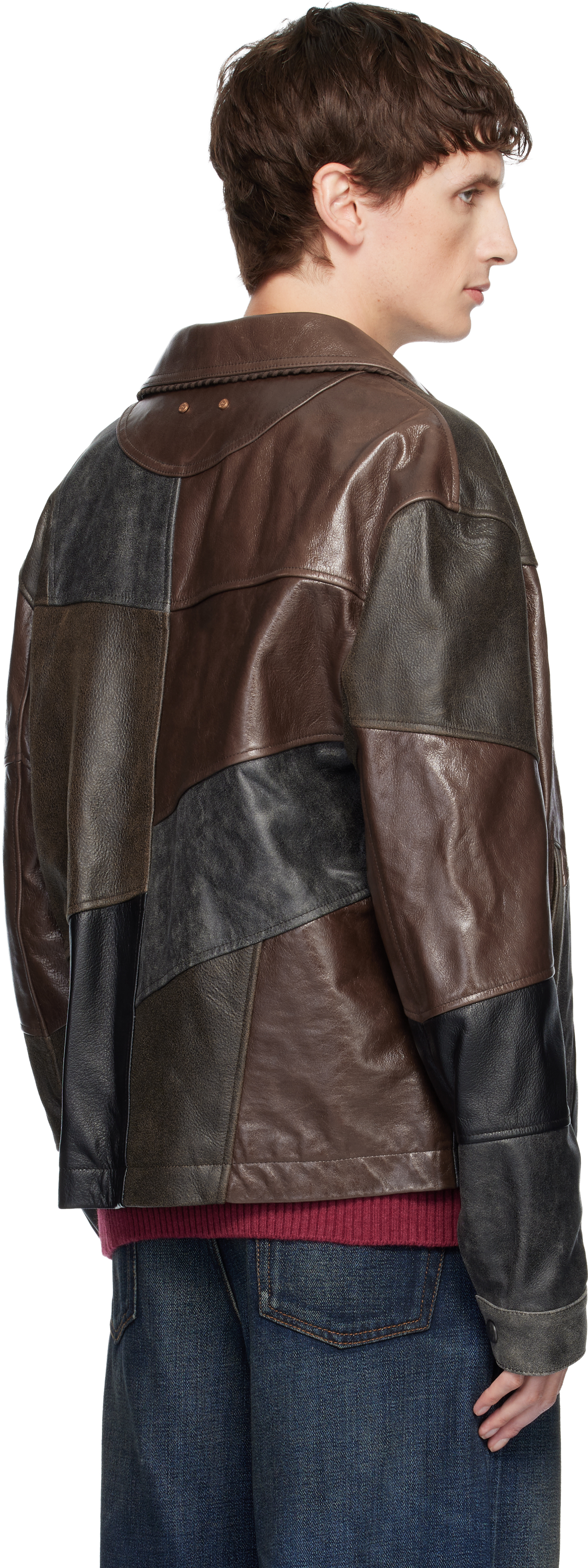 Andersson Bell Black & Brown Patchwork Leather Jacket In Brown