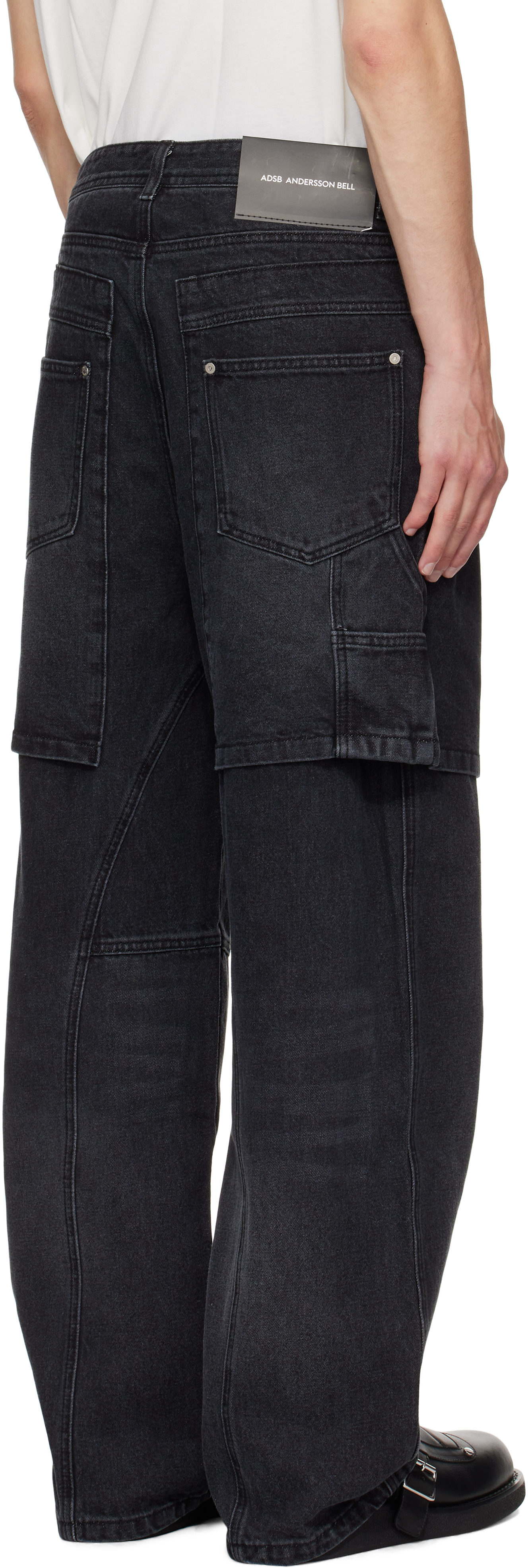 Andersson Bell Black Raptor Layered Wide-leg Jeans In Black