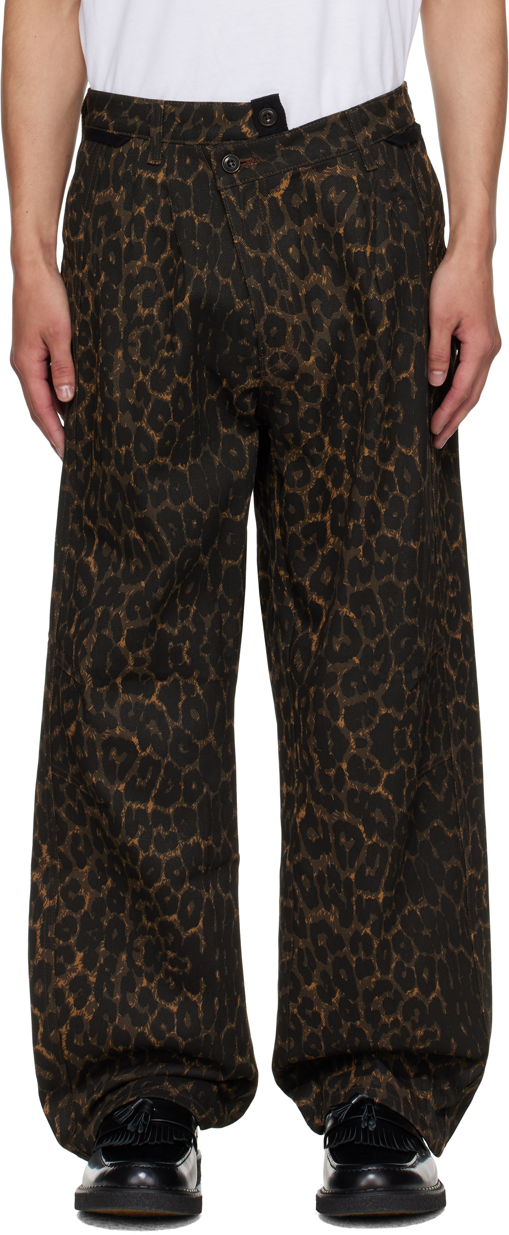 Brown Crossover Carpenter Wide Leg Jeans