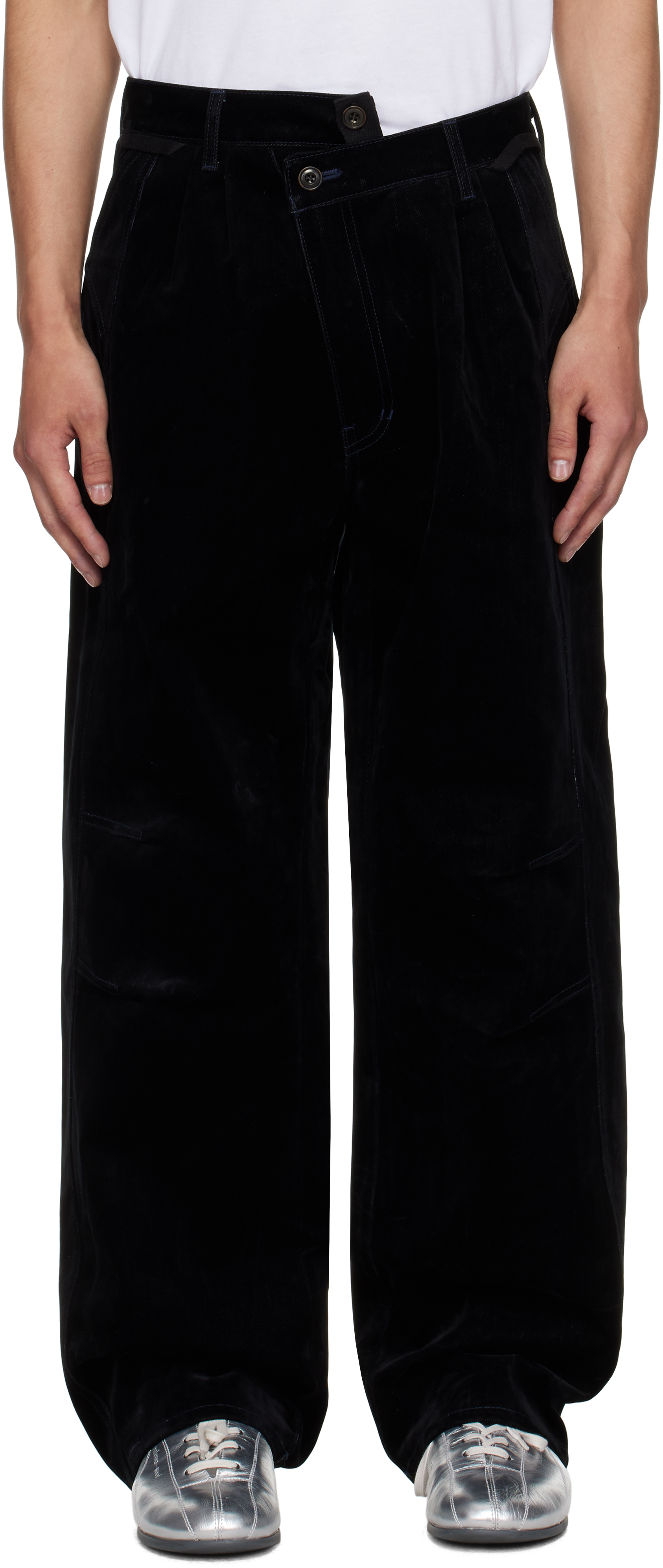Andersson Bell Black Crossover Carpenter Wide Leg Jeans In Black