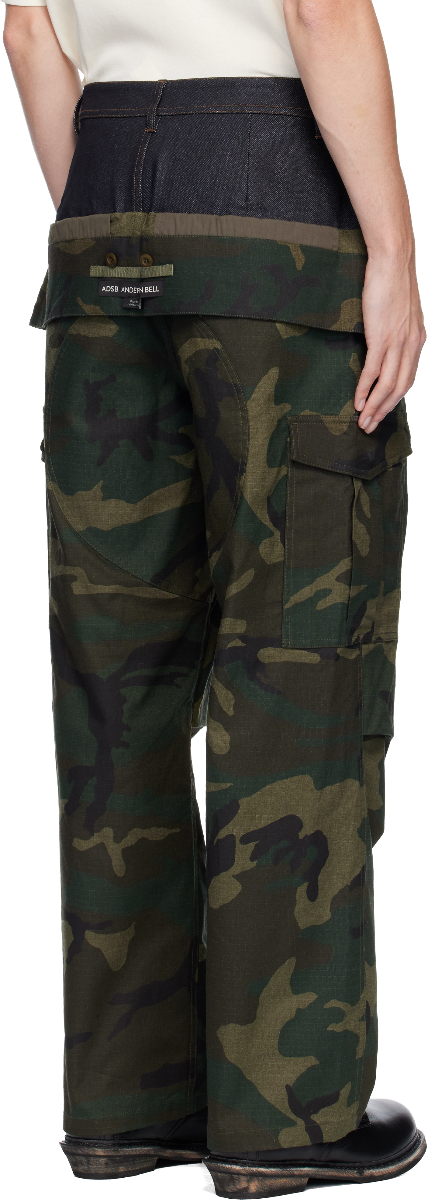 Andersson Bell Khaki Camo Double Waist Work Wide-leg Trousers In Multi