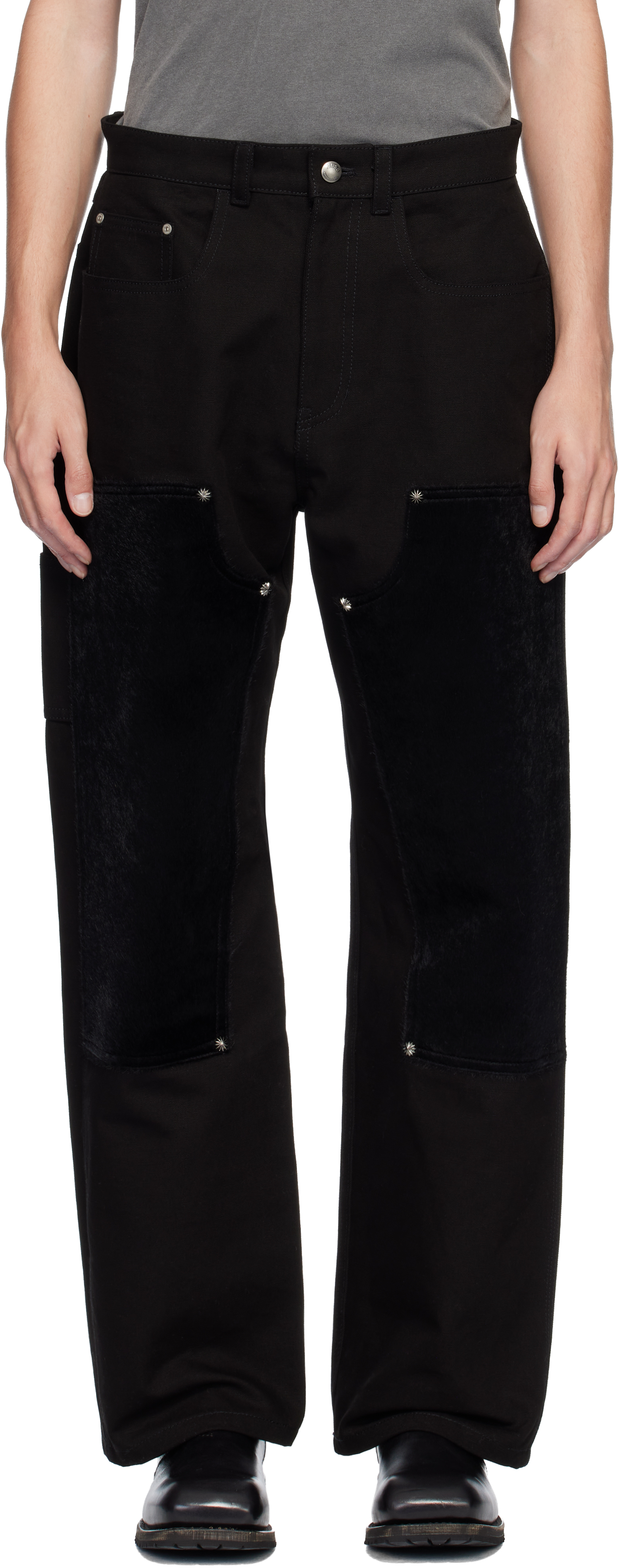 Andersson Bell Black Carpenter Wide-leg Jeans In Black