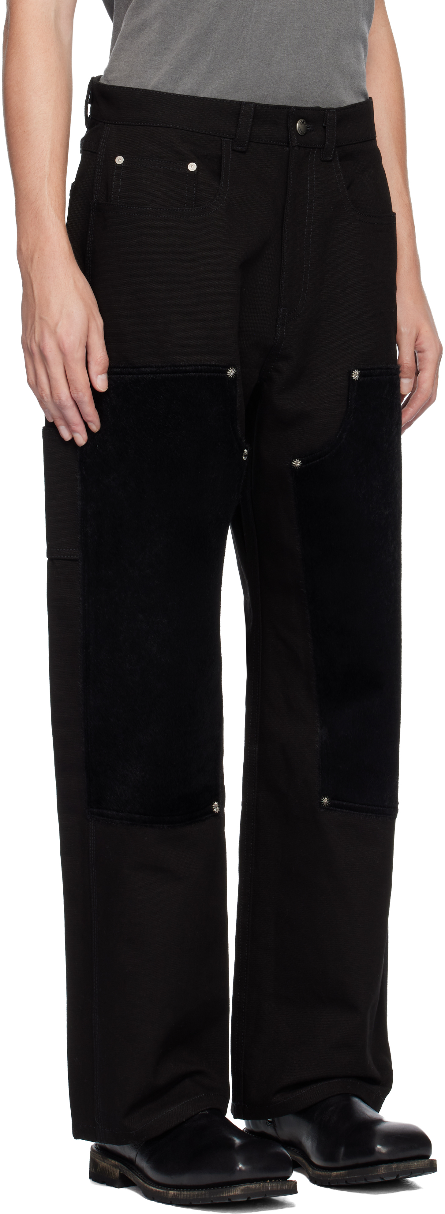 Andersson Bell Black Carpenter Wide-leg Jeans In Black