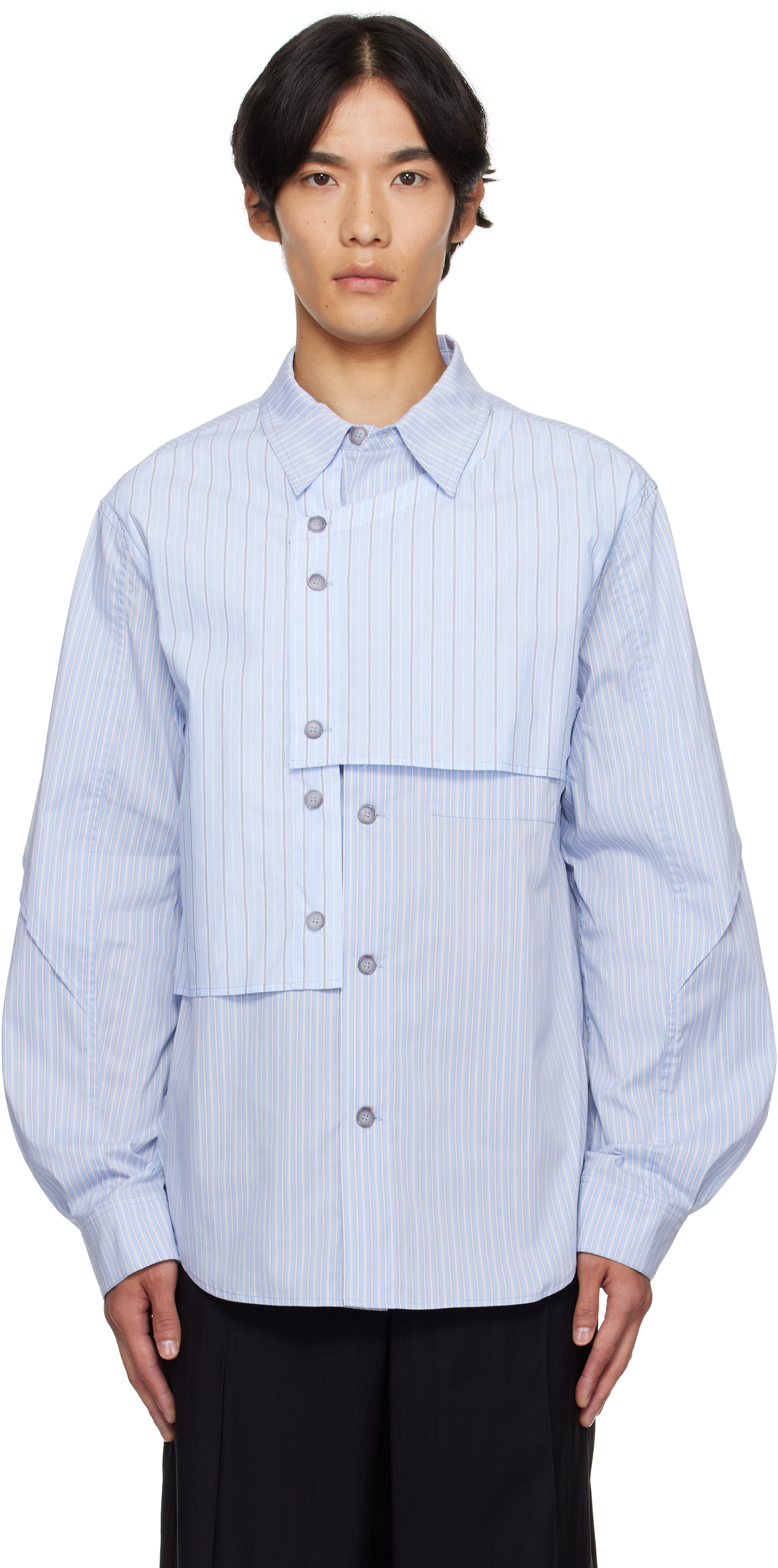 Andersson Bell Blue Stripe Layered Shirt In Blue