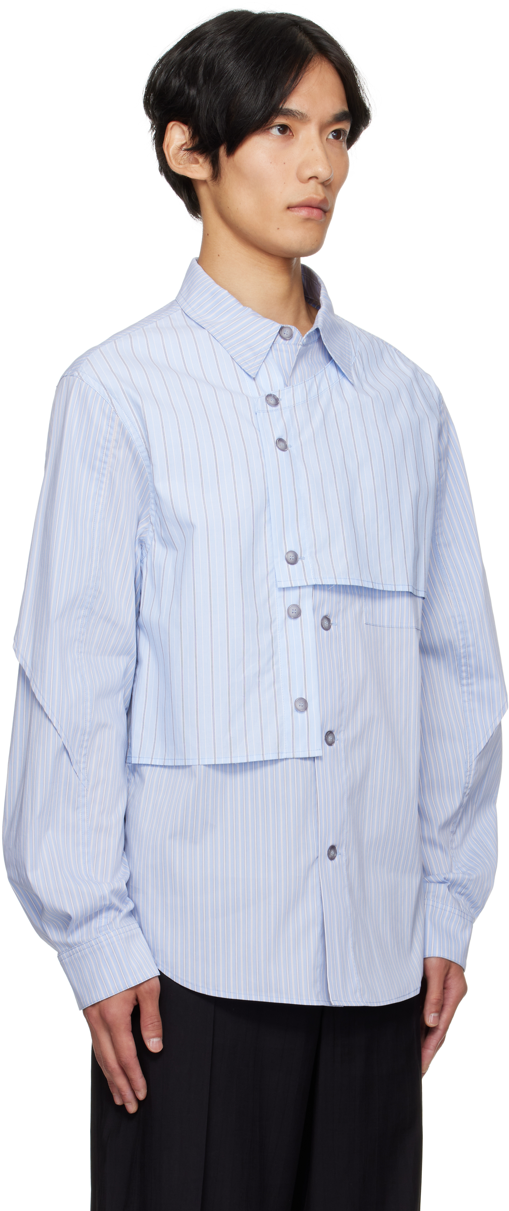 Andersson Bell Blue Stripe Layered Shirt In Blue