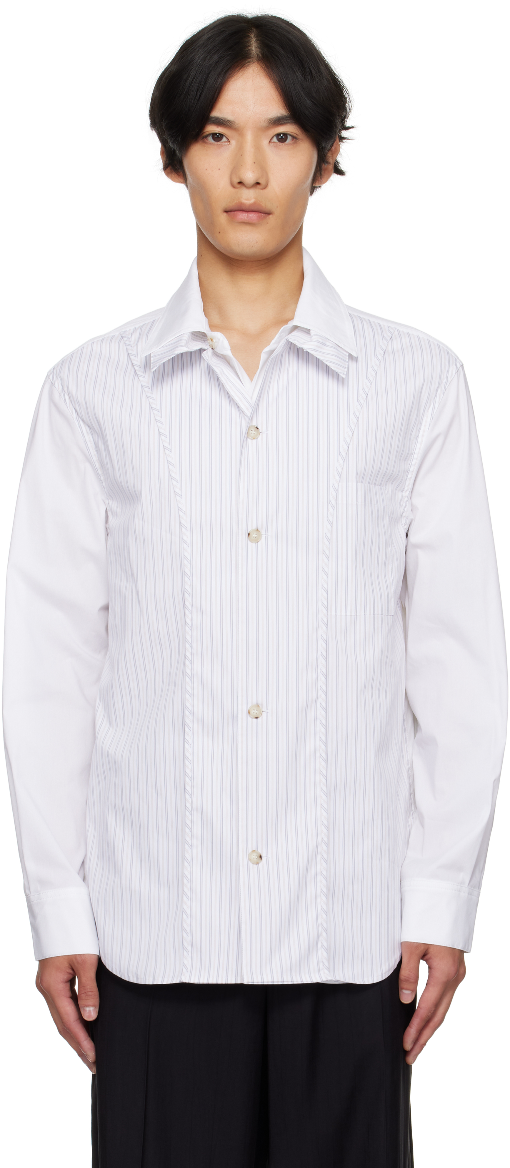Andersson Bell White Open Collar Layered Shirt In White
