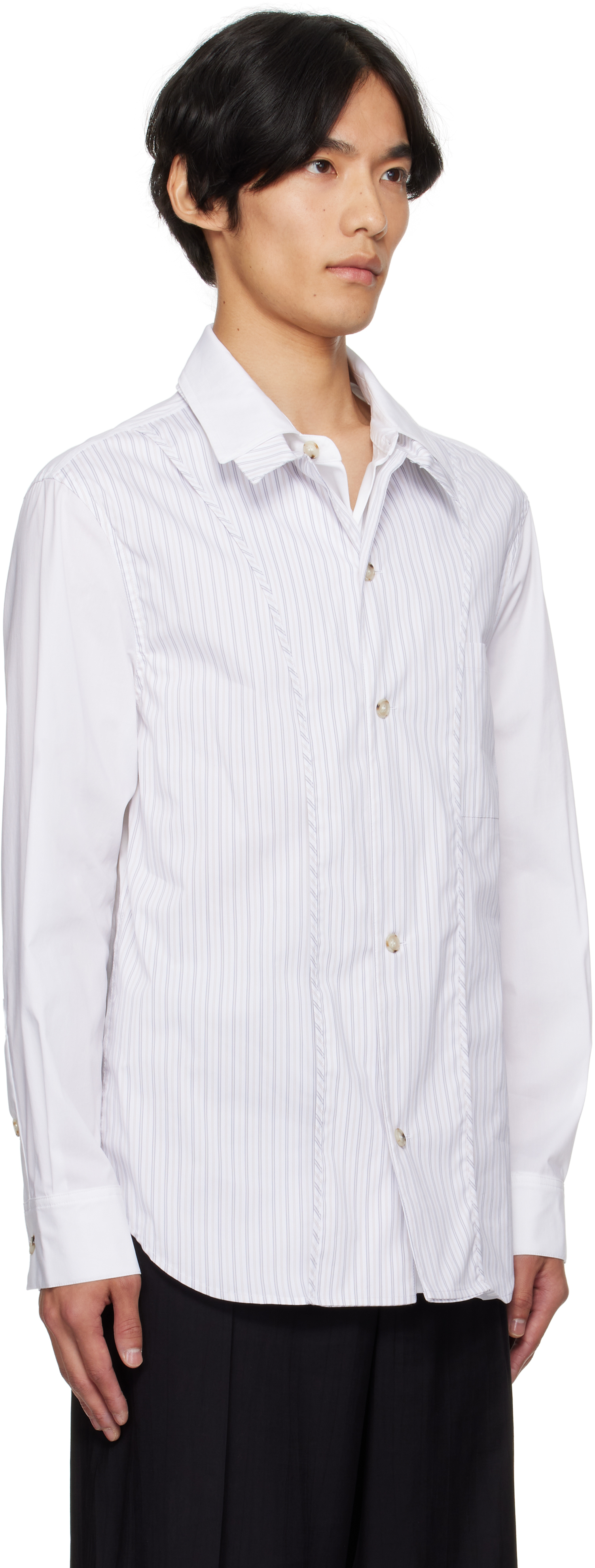 Andersson Bell White Open Collar Layered Shirt In White