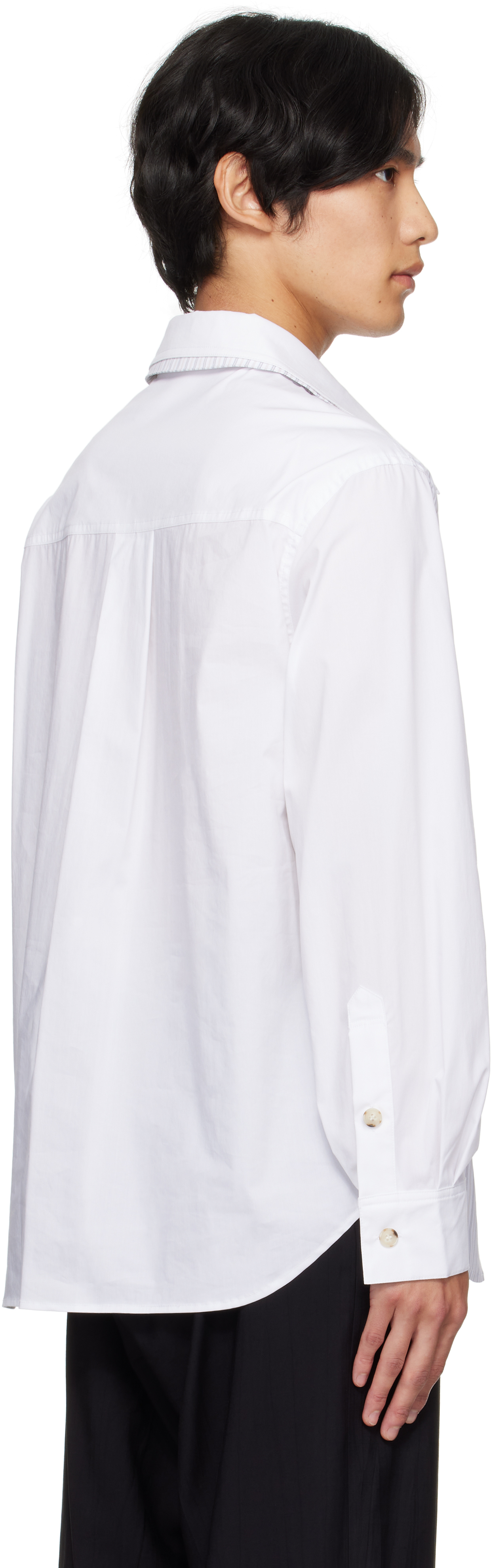 Andersson Bell White Open Collar Layered Shirt In White
