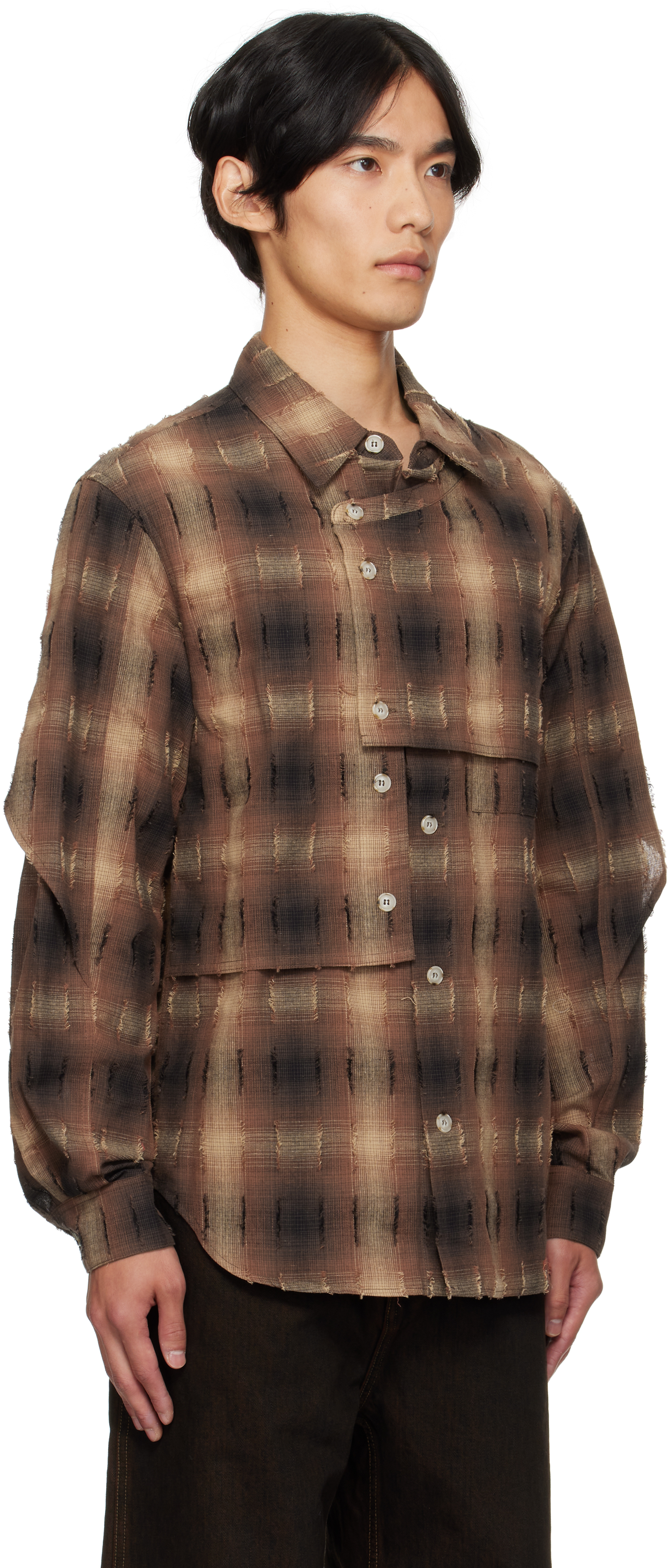 Andersson Bell Brown Check Layered Shirt In Brown