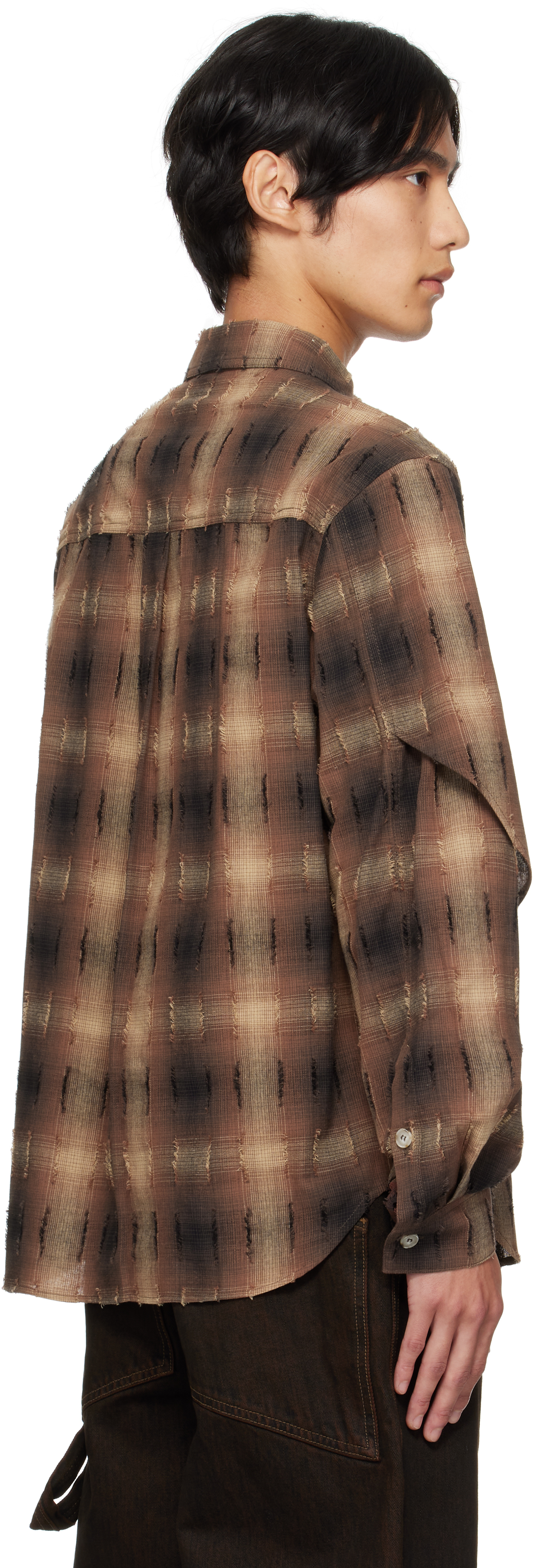 Andersson Bell Brown Check Layered Shirt In Brown
