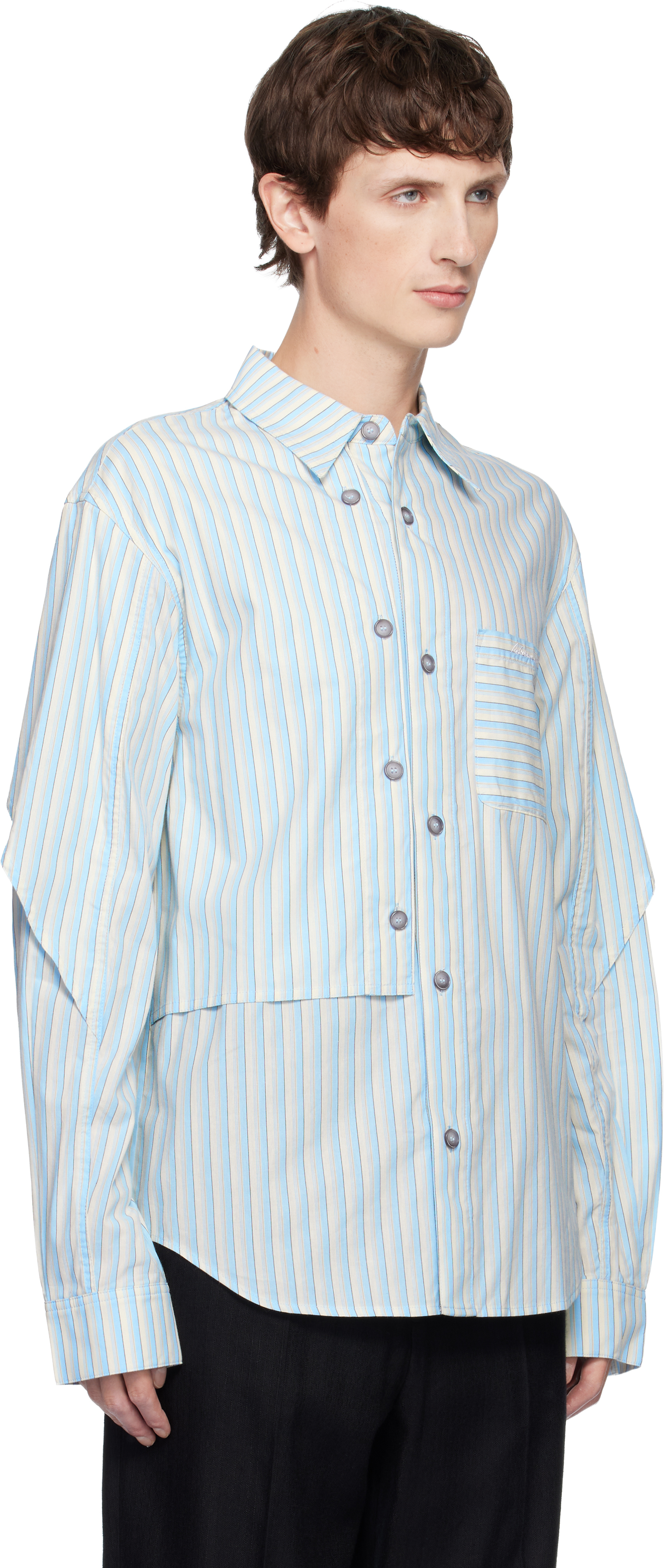 Andersson Bell Blue Stripe Layered Shirt In Blue
