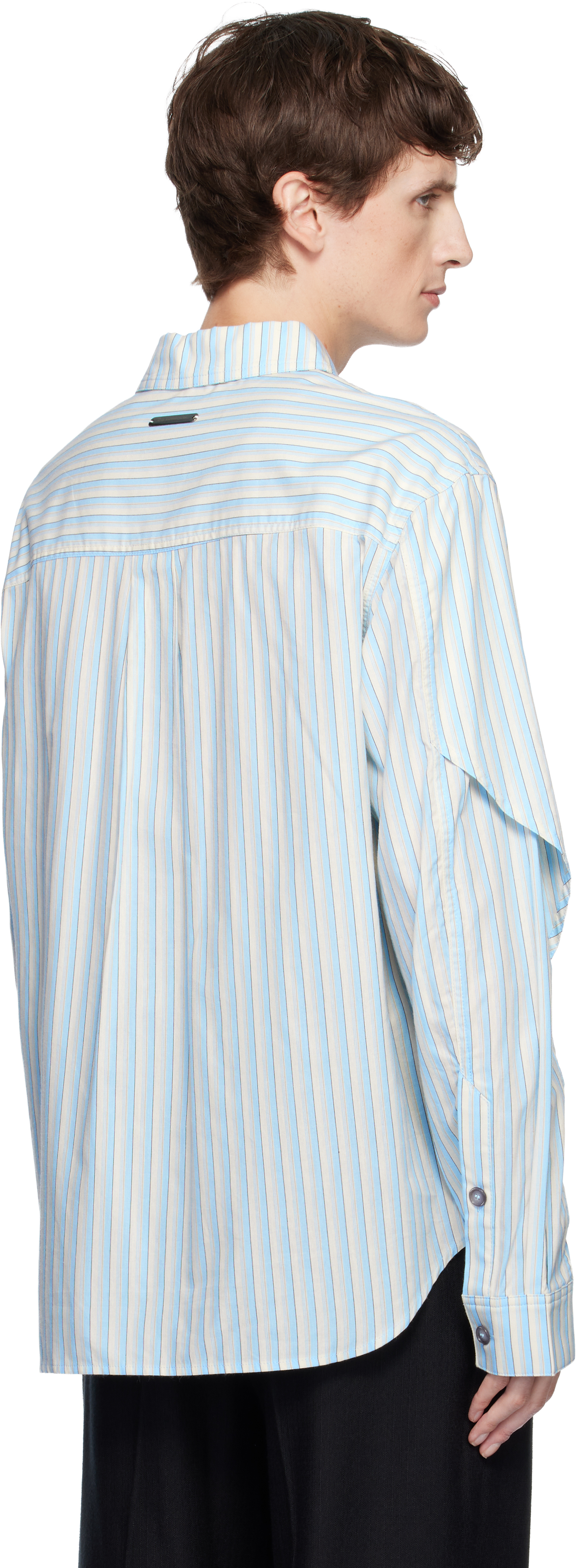 Andersson Bell Blue Stripe Layered Shirt In Blue