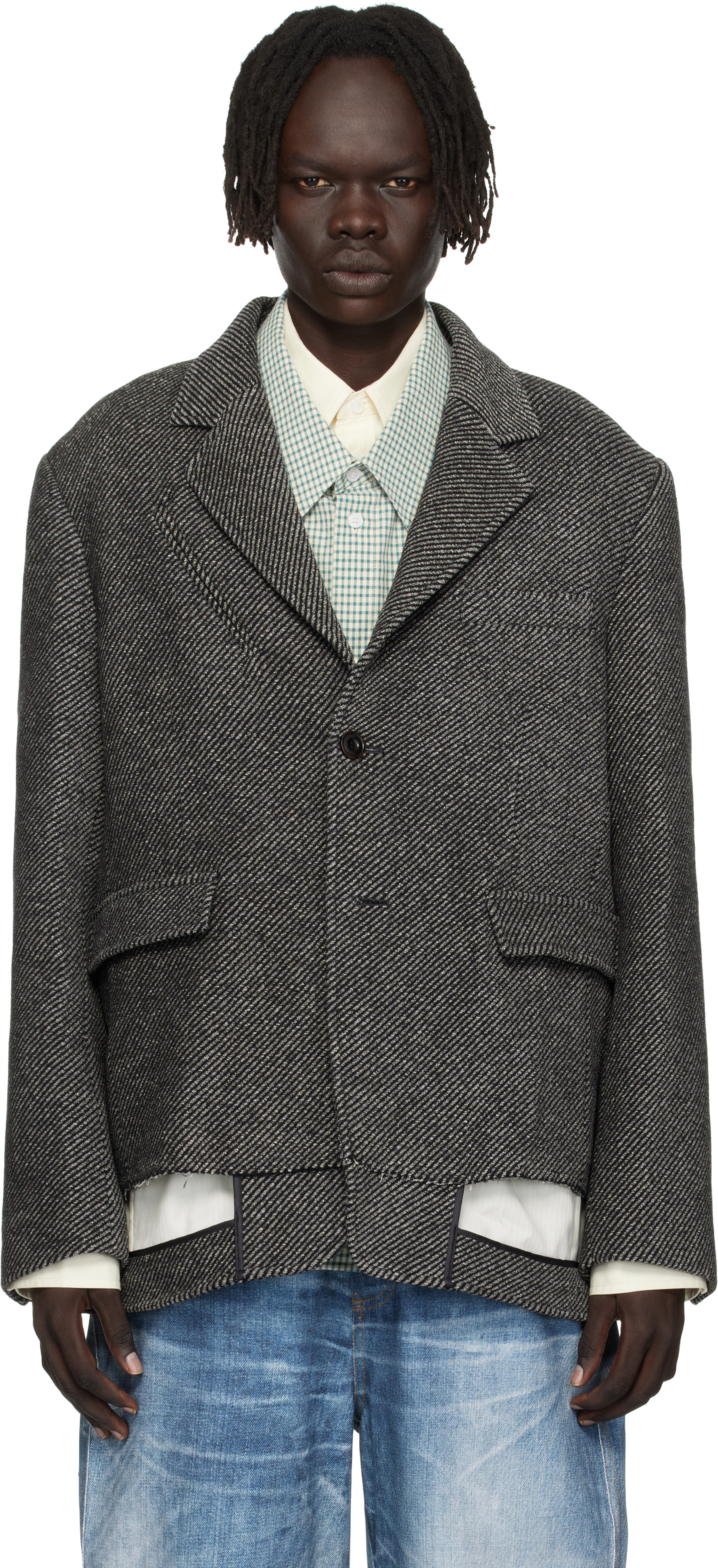Andersson Bell Gray Inside Out Wool Blazer In Gray