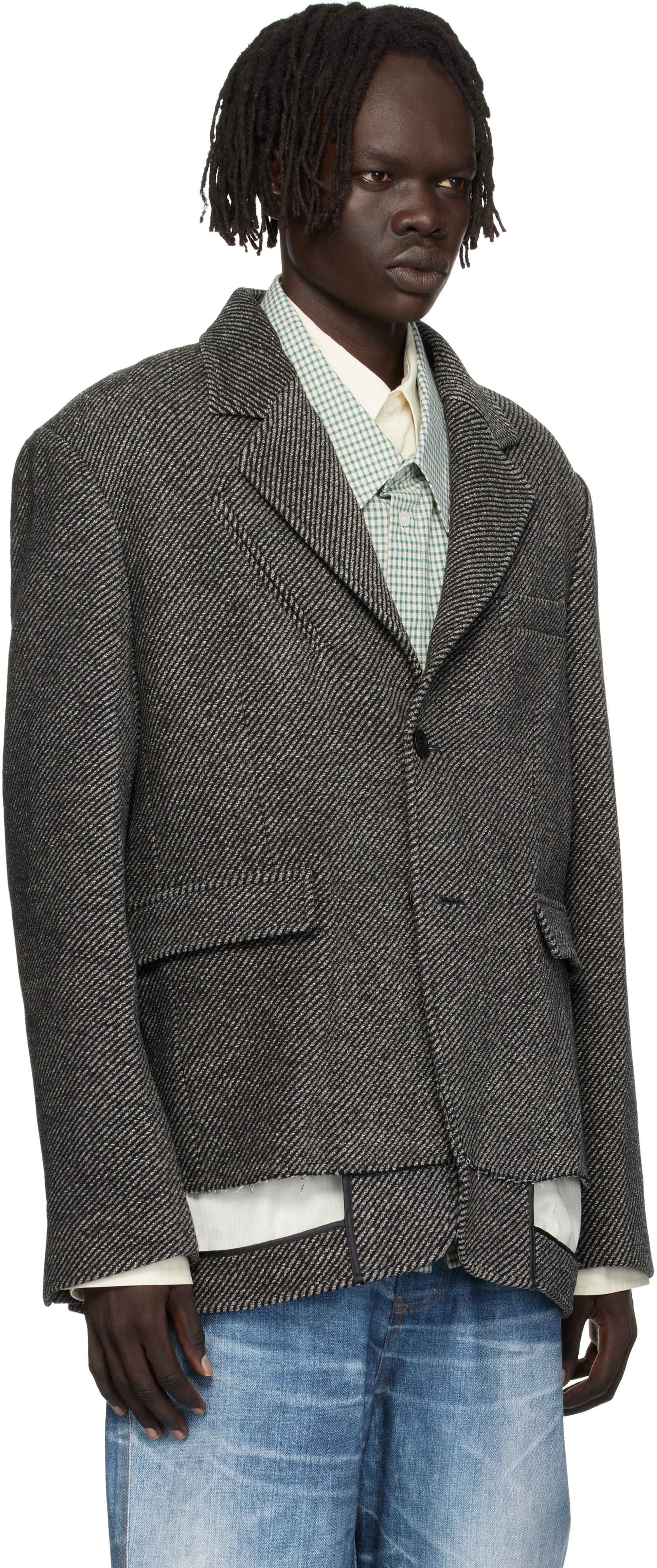 Andersson Bell Gray Inside Out Wool Blazer In Gray