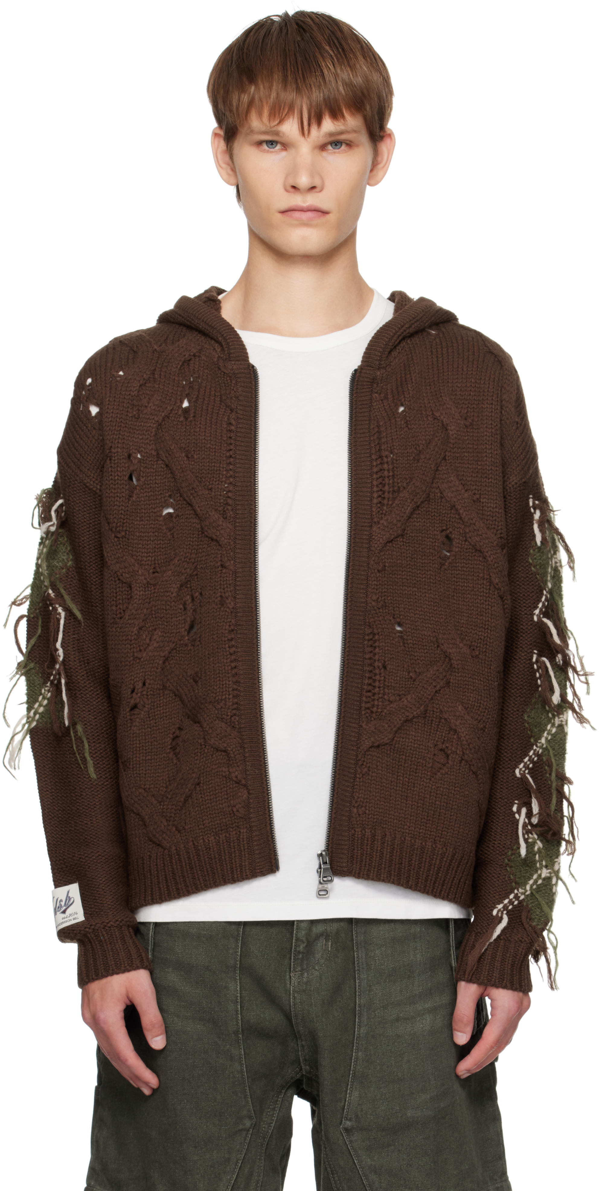 Andersson Bell Brown Argyle Fisherman Zip-up Hoodie In Brown