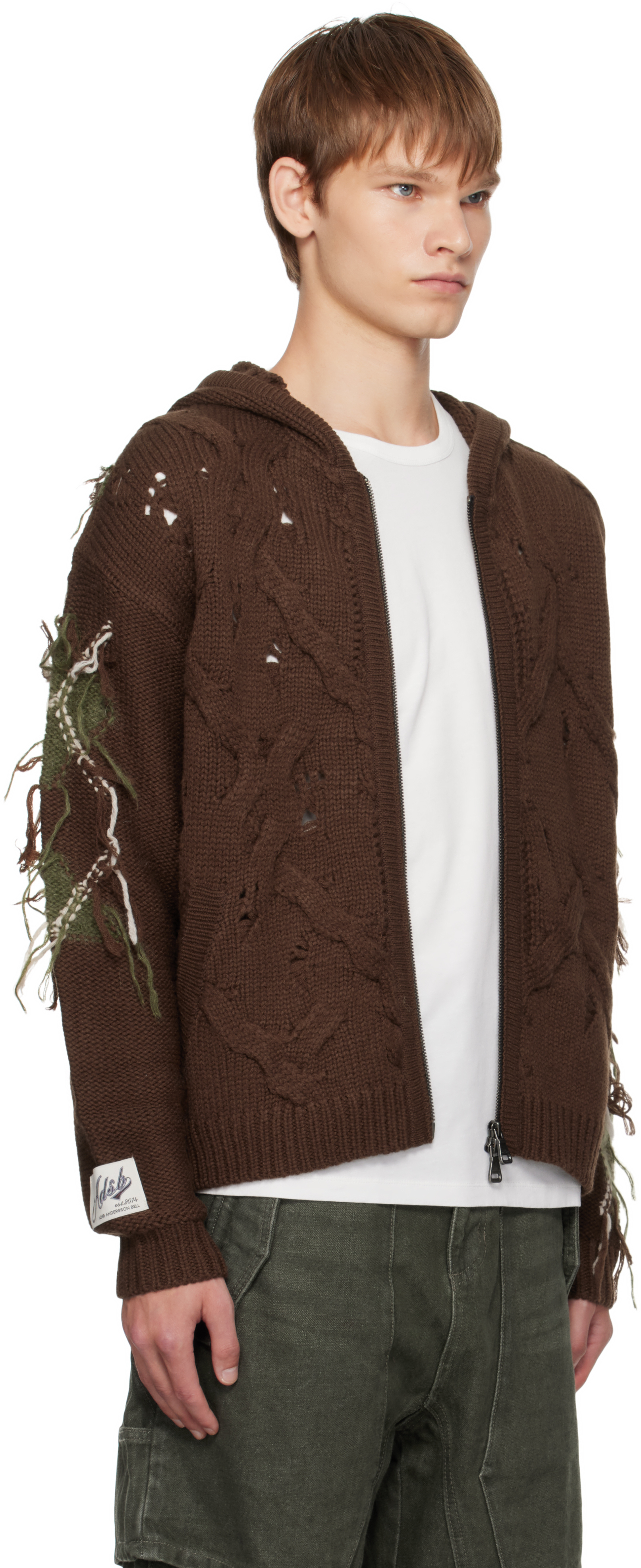 Andersson Bell Brown Argyle Fisherman Zip-up Hoodie In Brown