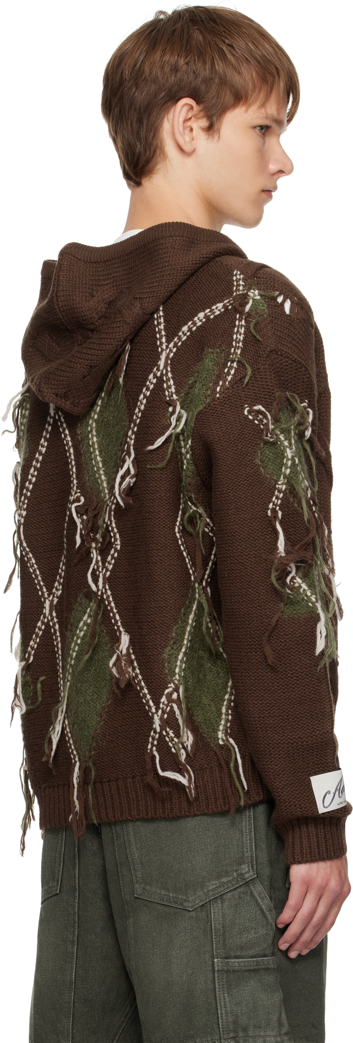 Andersson Bell Brown Argyle Fisherman Zip-up Hoodie In Brown
