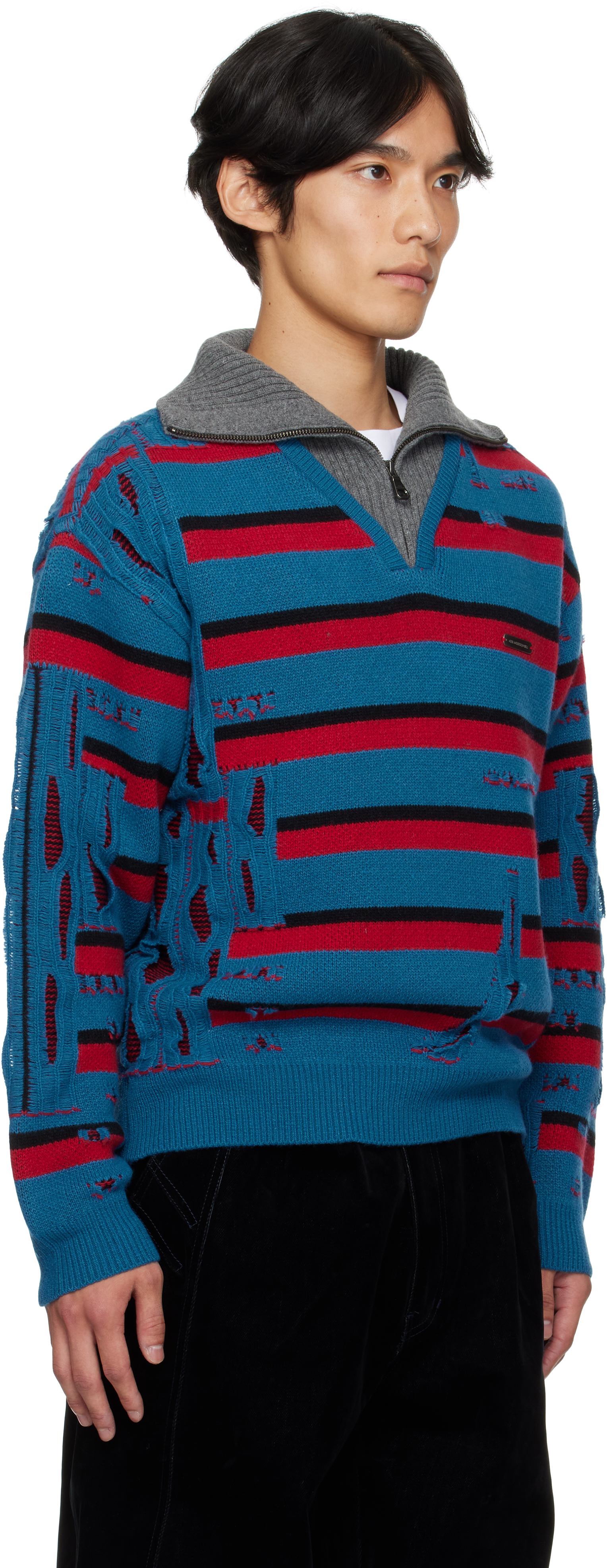 Andersson Bell Striped Zip-up Sweater In Multi
