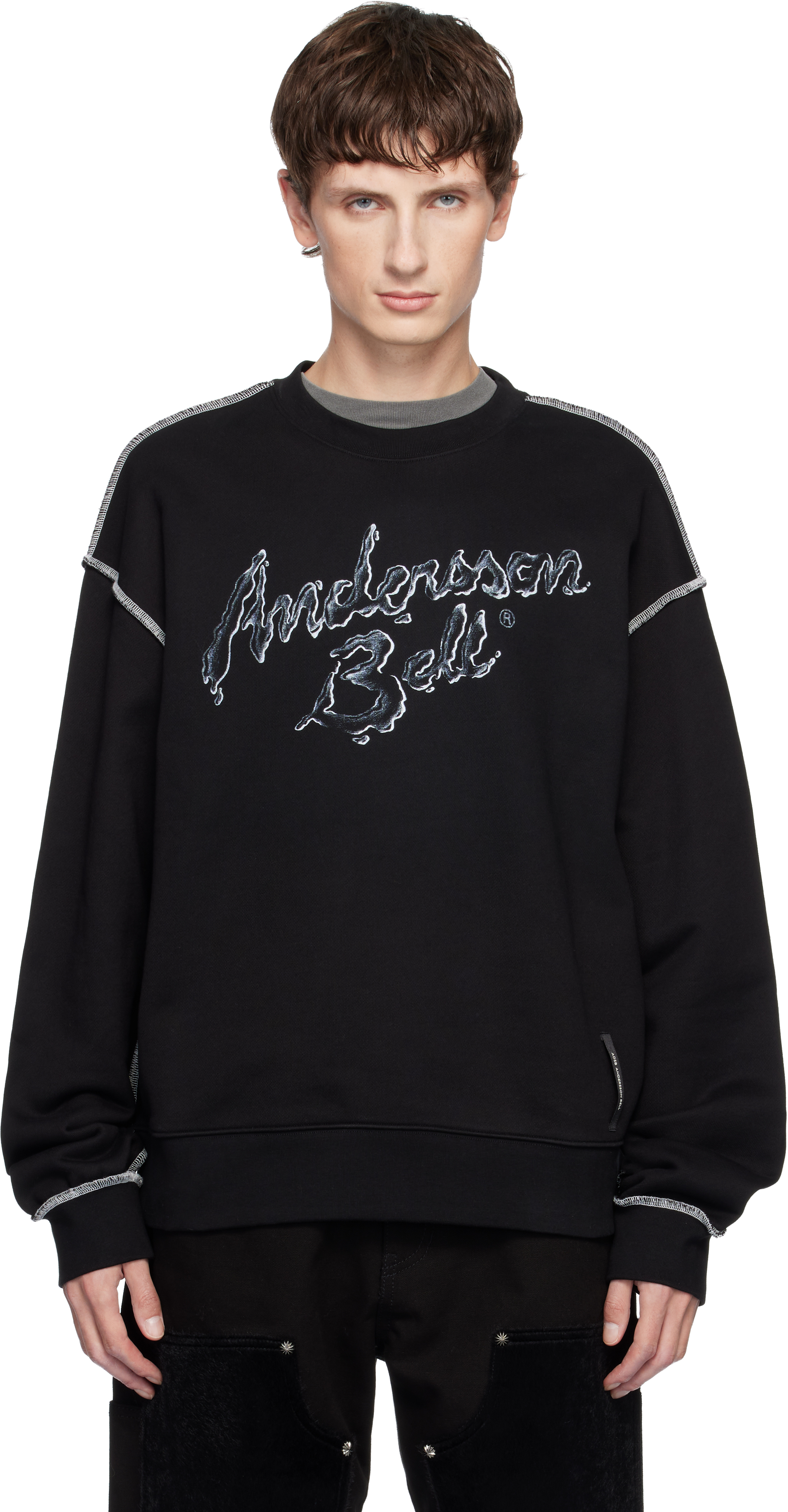 Andersson Bell Black Liquid Logo Sweatshirt In Black