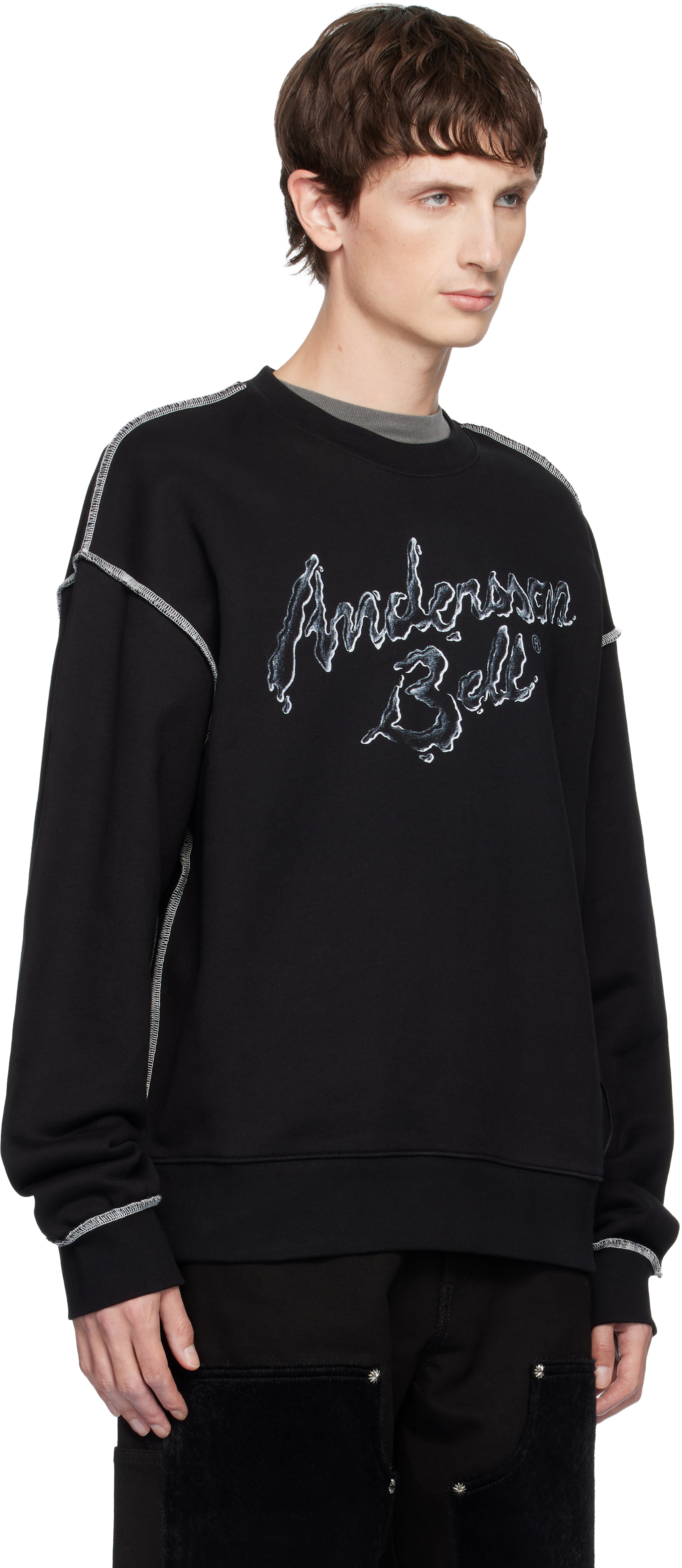 Andersson Bell Black Liquid Logo Sweatshirt In Black