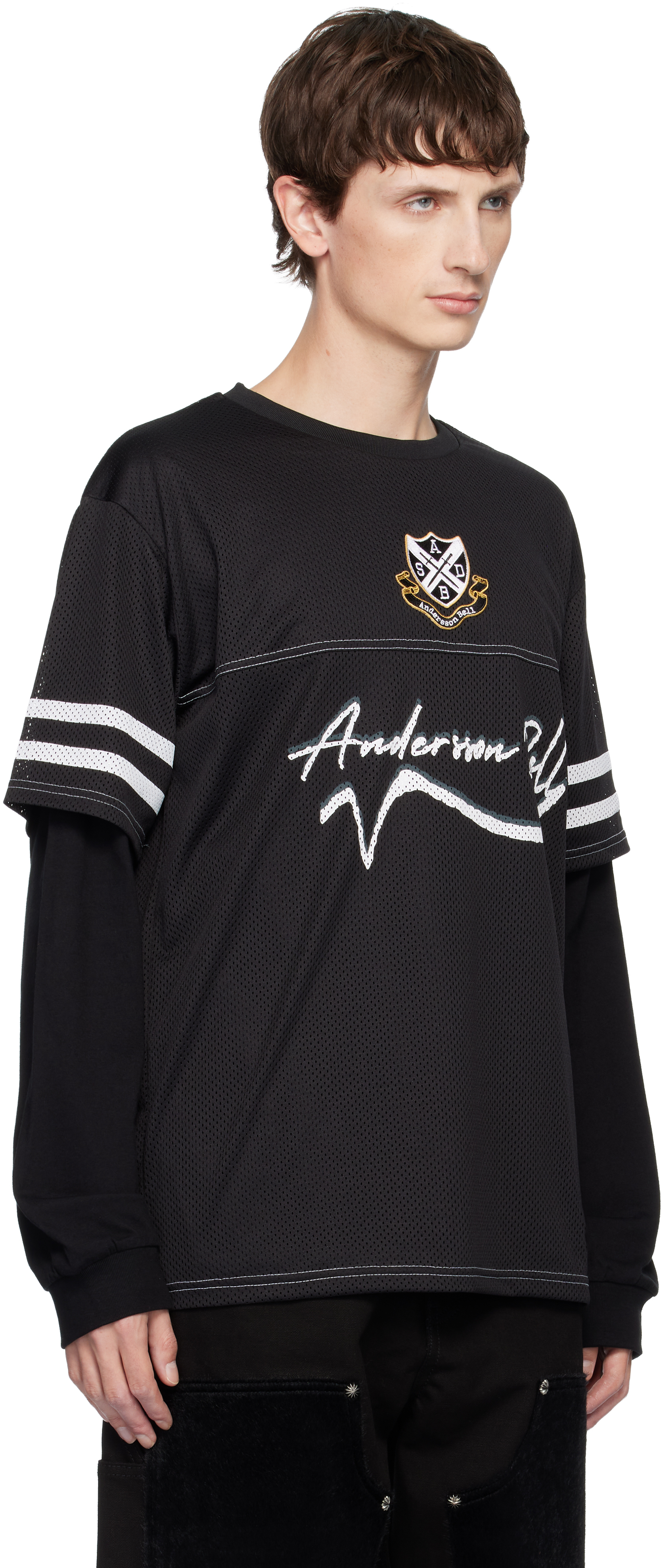 Andersson Bell Black Football Layered Long Sleeve T-shirt In Black