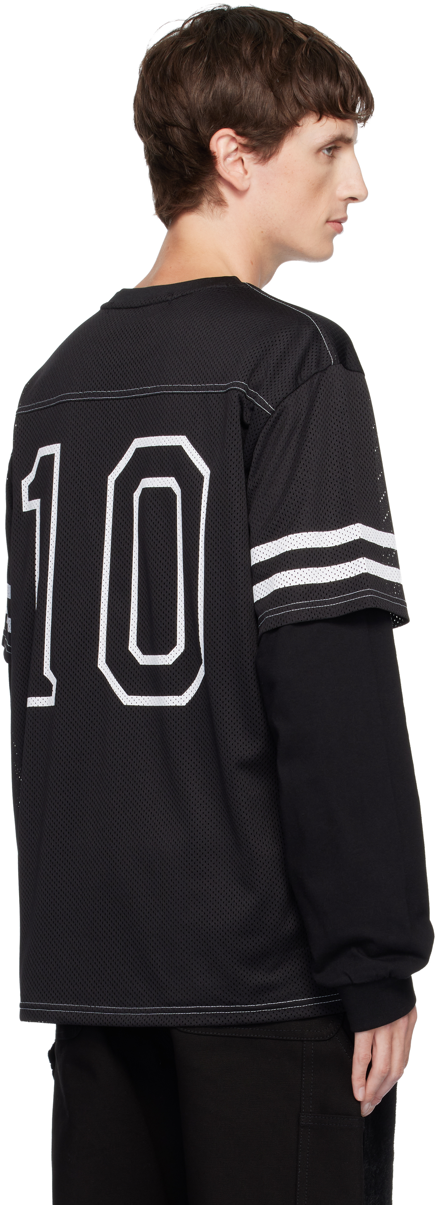Andersson Bell Black Football Layered Long Sleeve T-shirt In Black