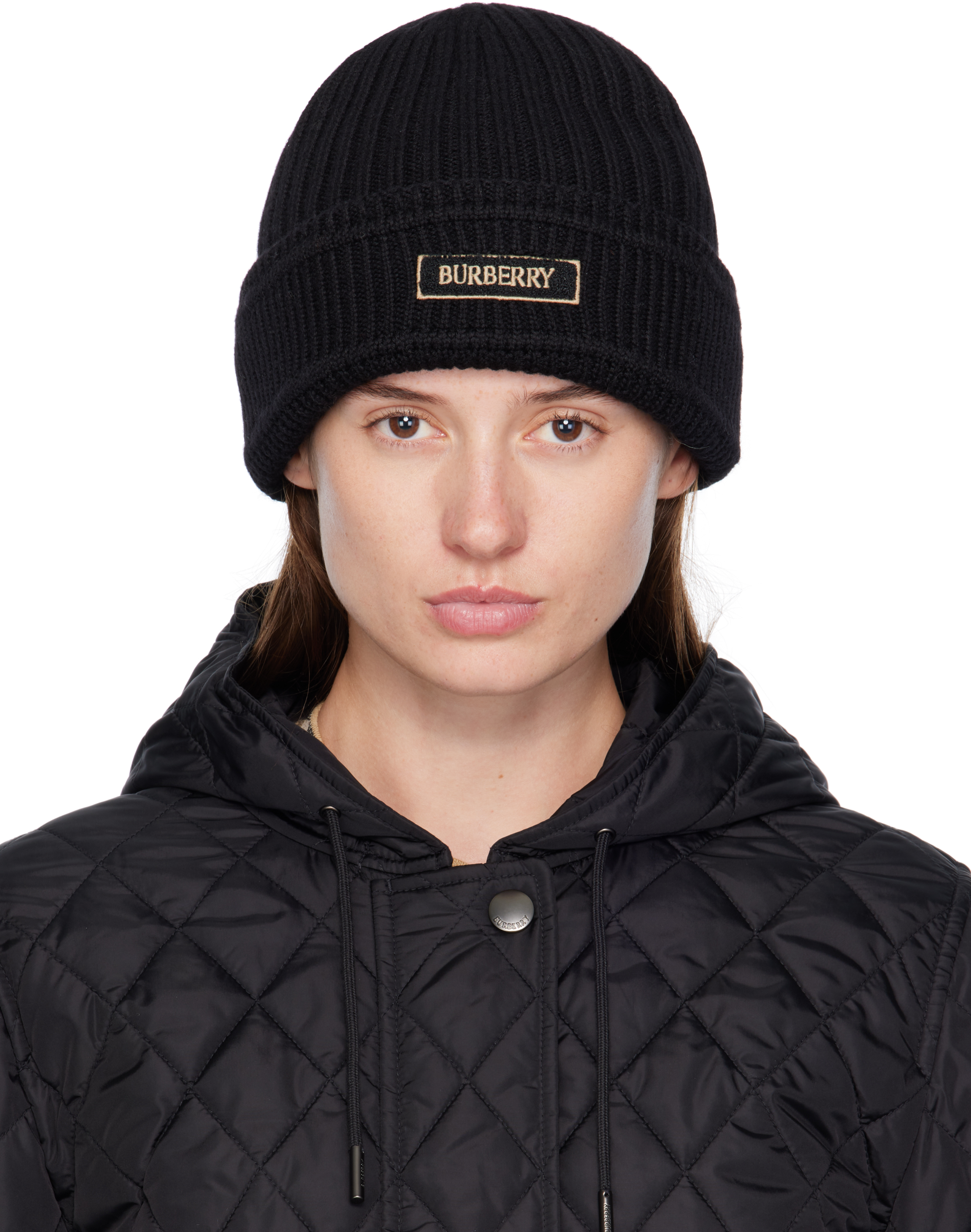 Burberry: Black Logo Wool Beanie | SSENSE
