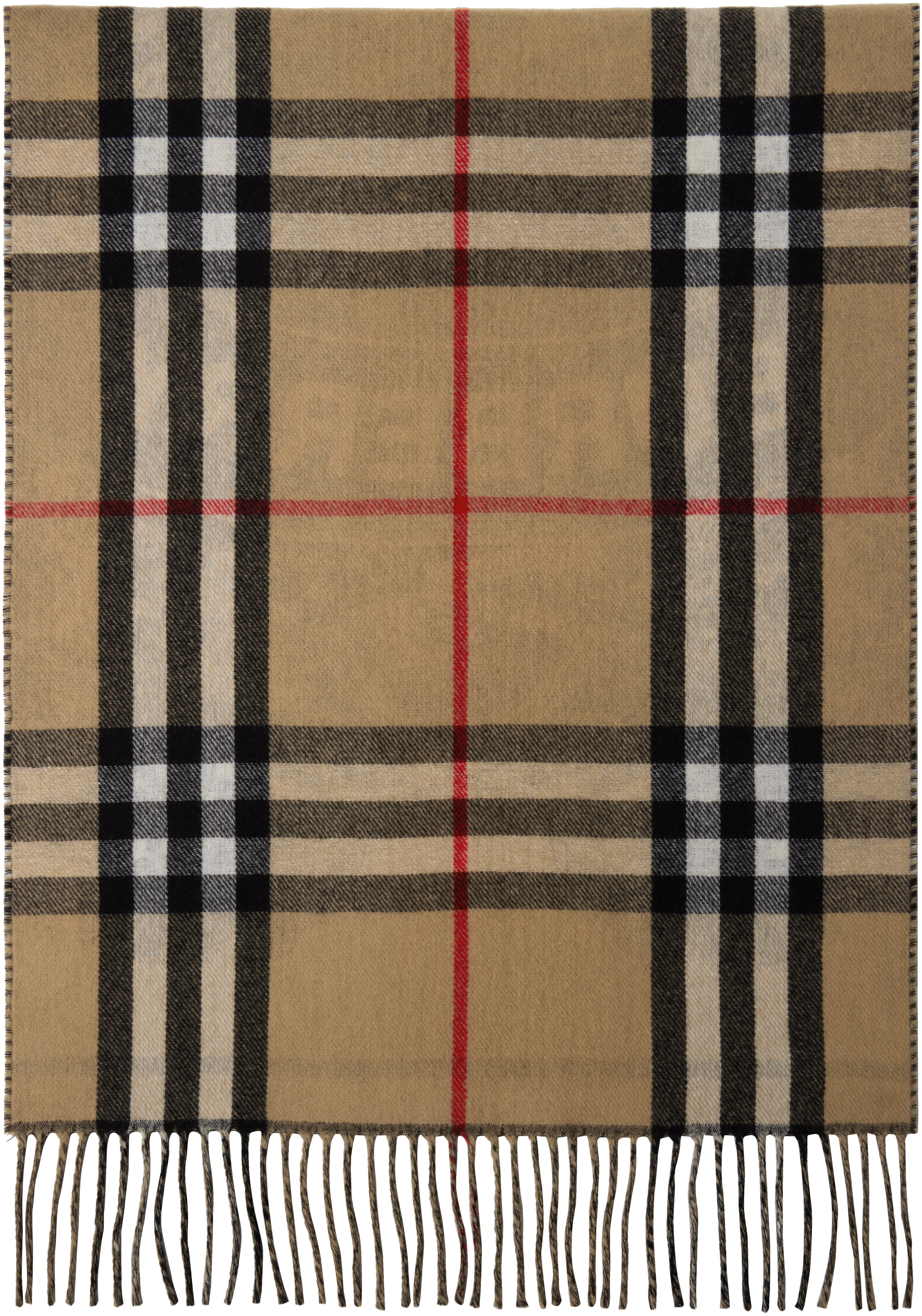Burberry Beige Reversible Ekd Cashmere Scarf