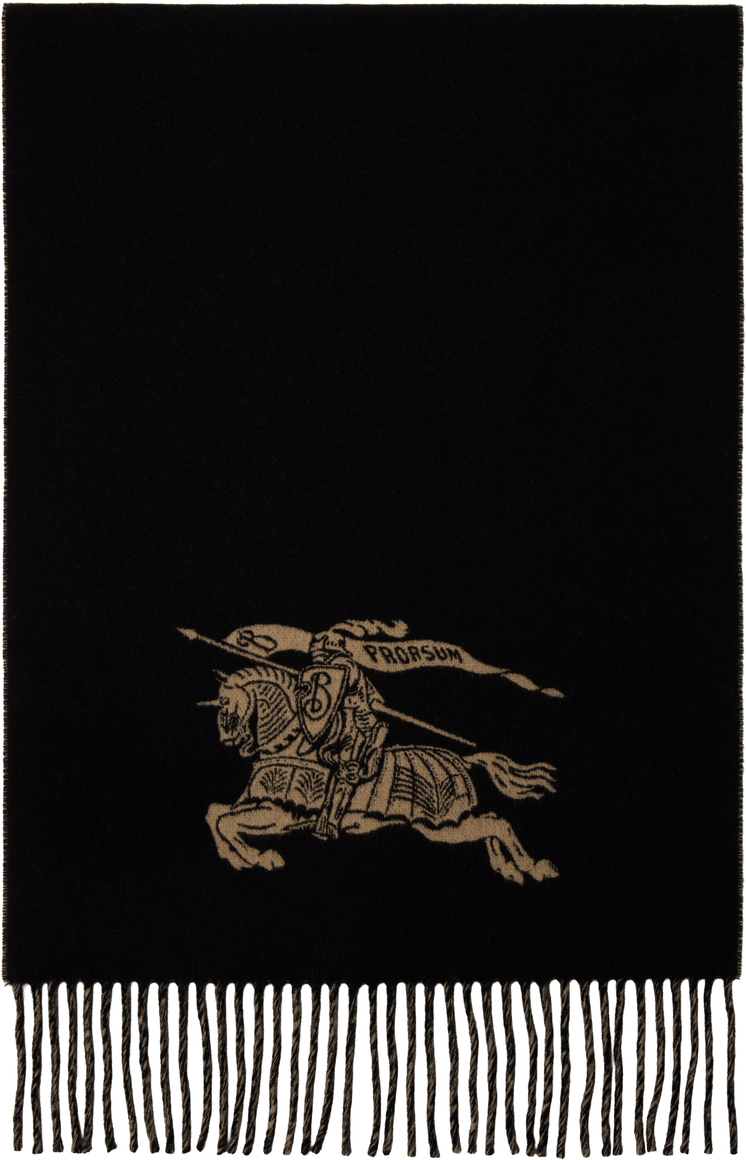 Shop Burberry Tan & Black Reversible Ekd Cashmere Scarf