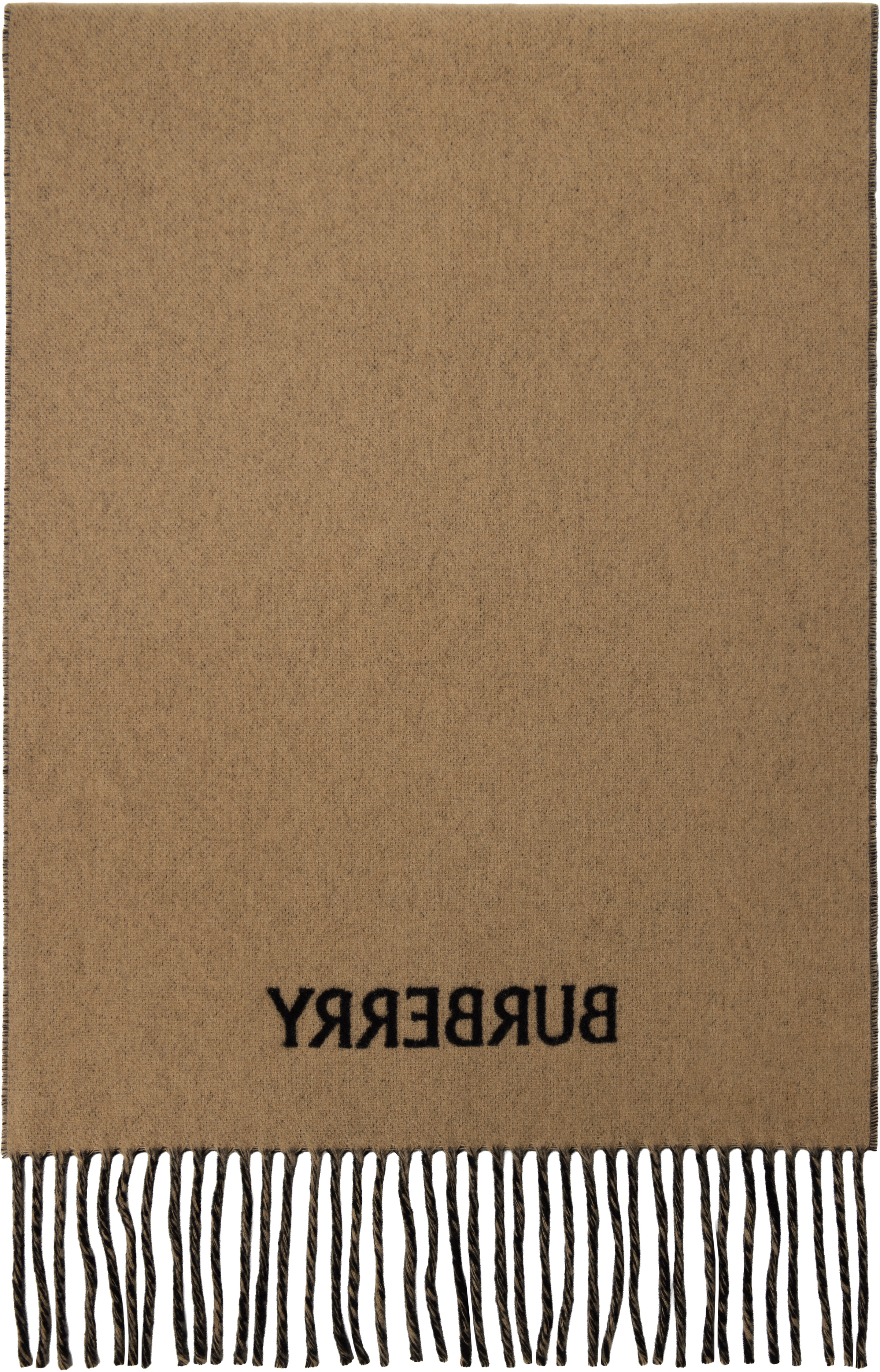 Shop Burberry Tan & Black Reversible Ekd Cashmere Scarf