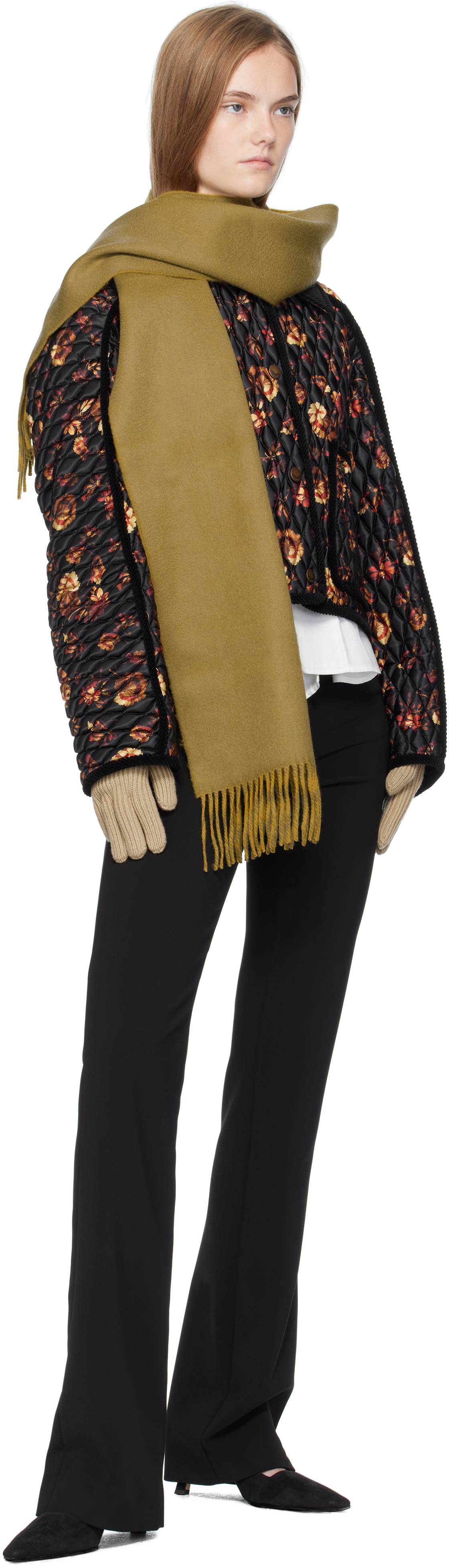 Burberry Cashmere Reversible Ekd Scarf In Green