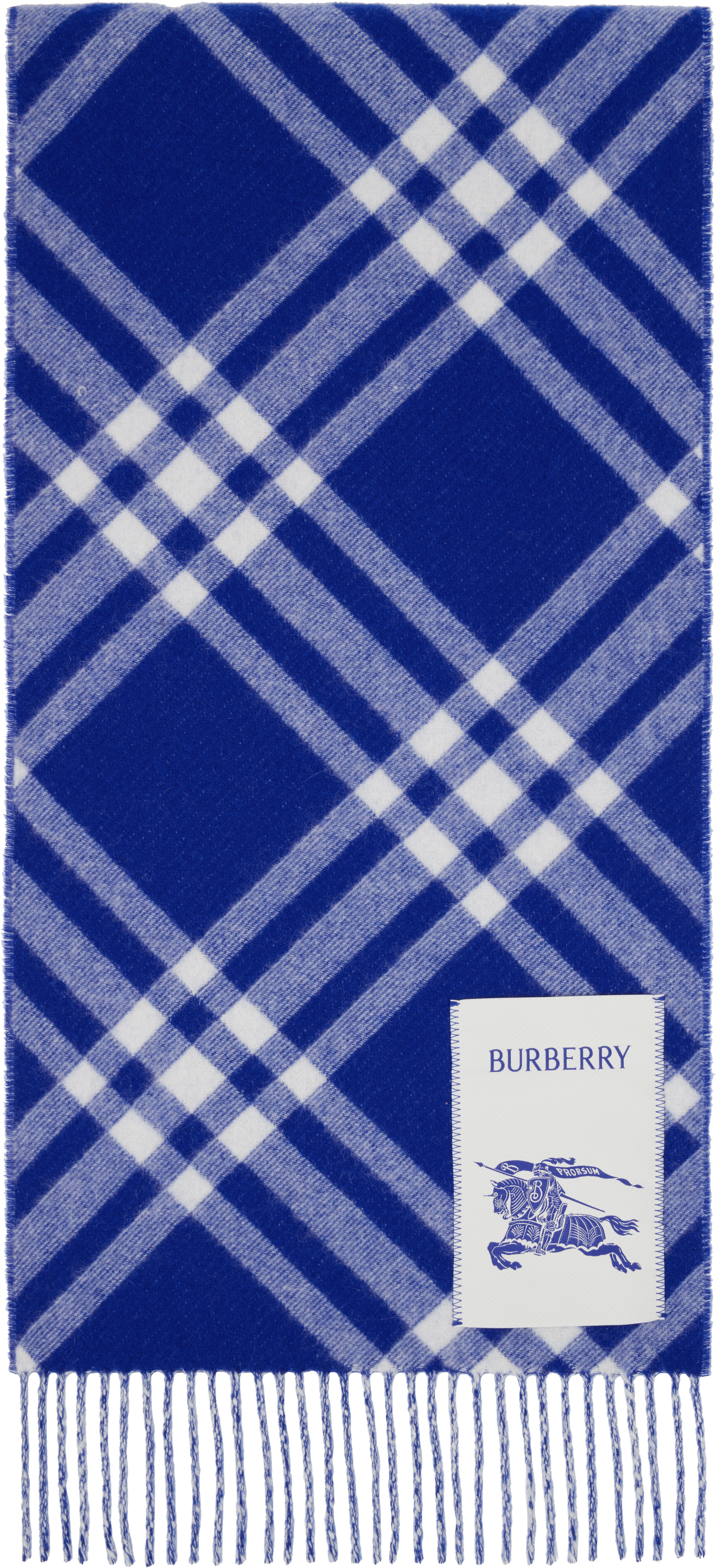 BURBERRY BLUE CHECK CASHMERE SCARF 
