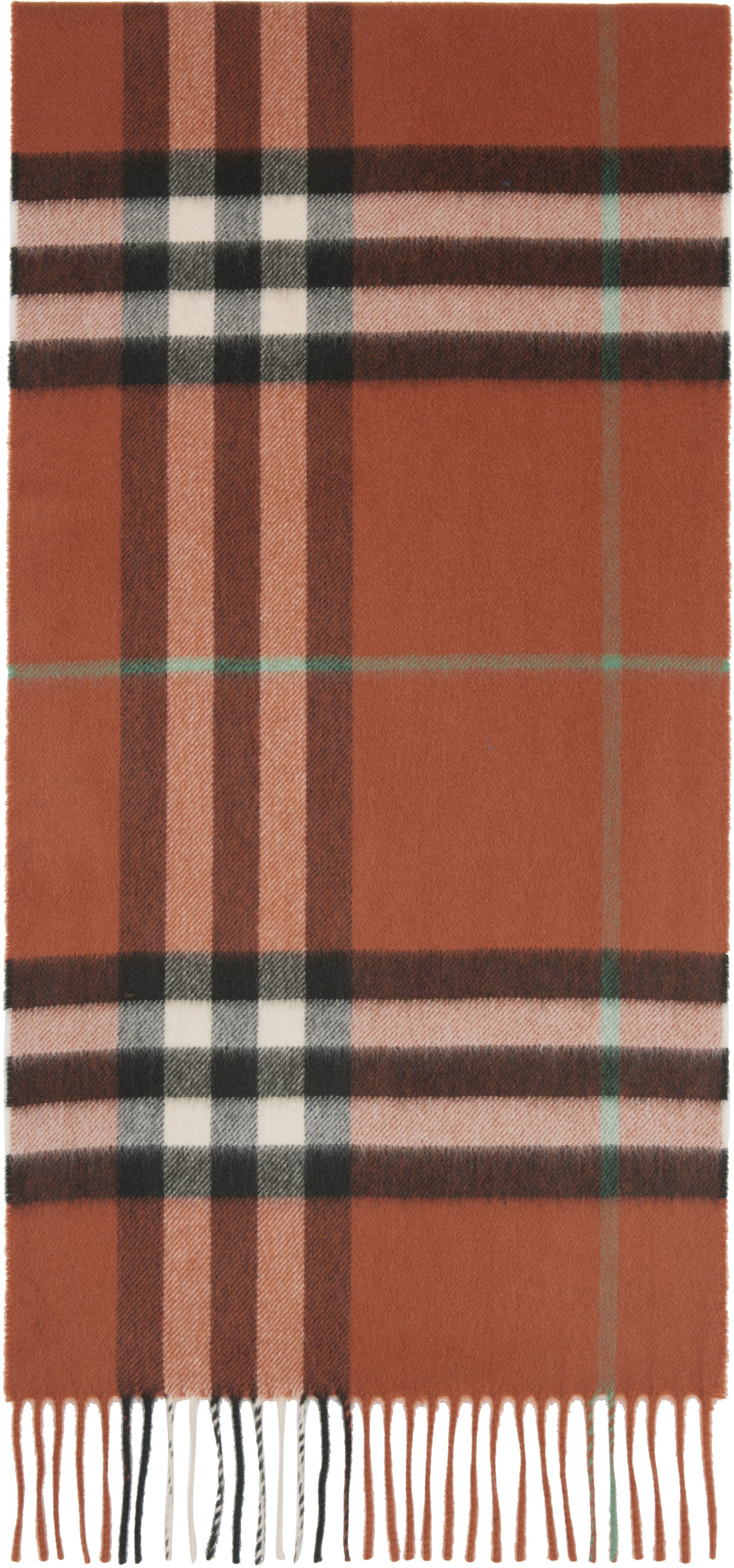 Burberry Tan Check Cashmere Scarf In Brown
