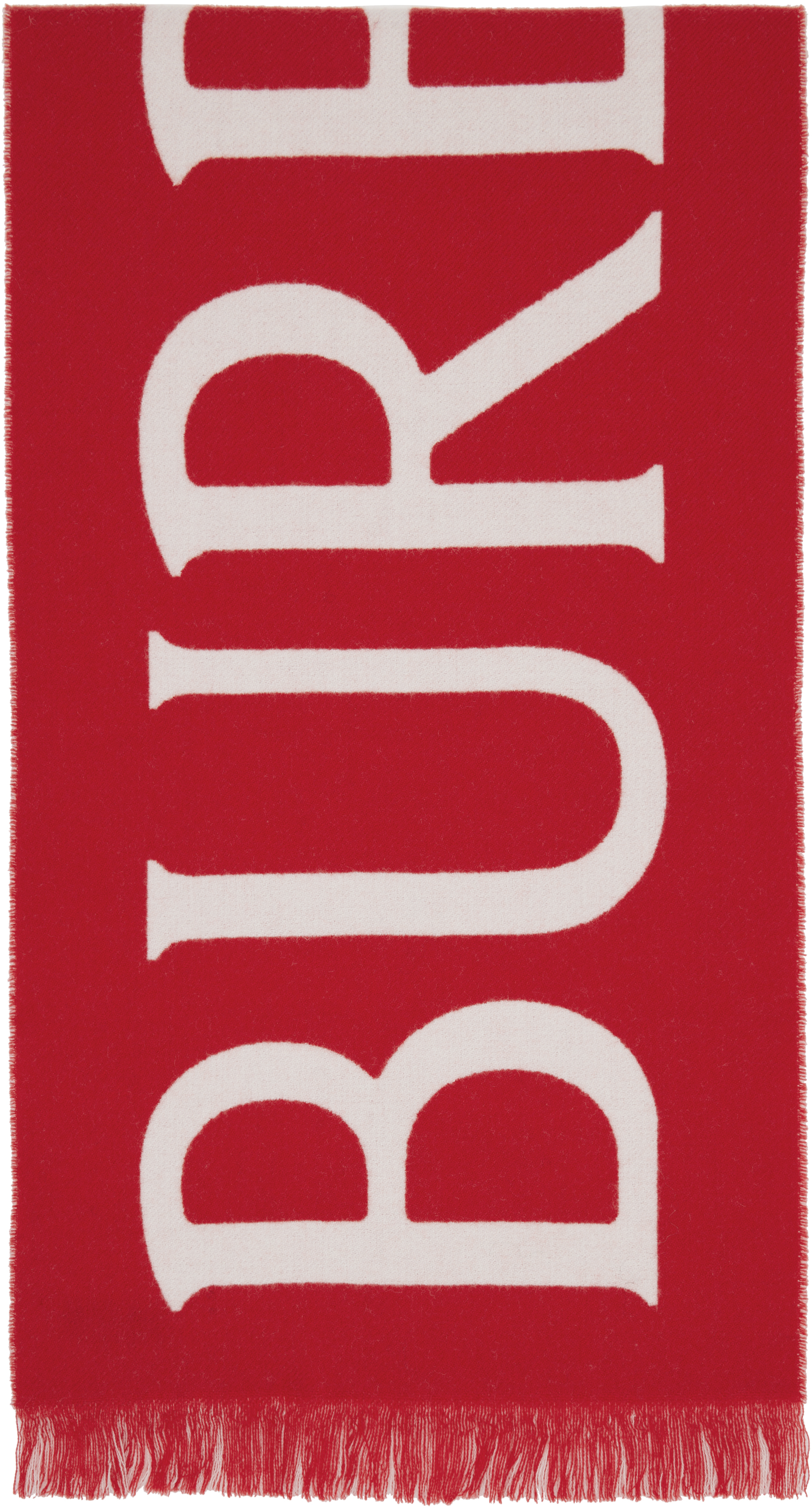 Burberry Womens Post Football Logo Wool Scarf In Red